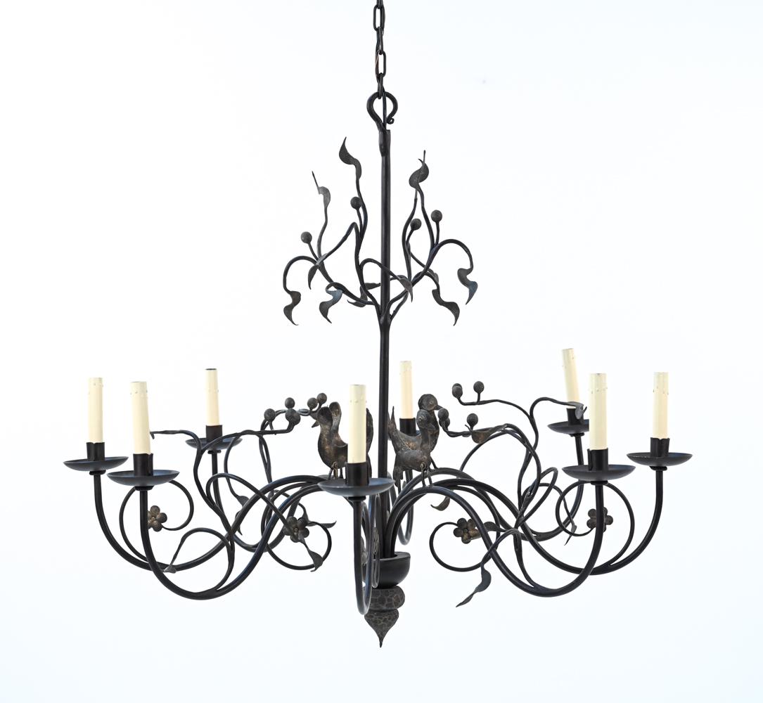 VINTAGE FRENCH COUNTRY WROUGHT IRON CHANDELIER (1 of 13)