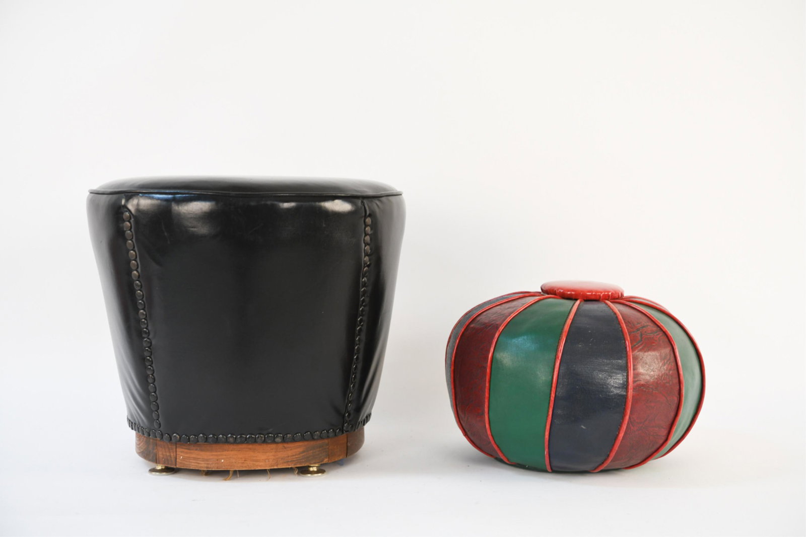 1940'S NAUGAHYDE POUF & STOOL (1 of 12)
