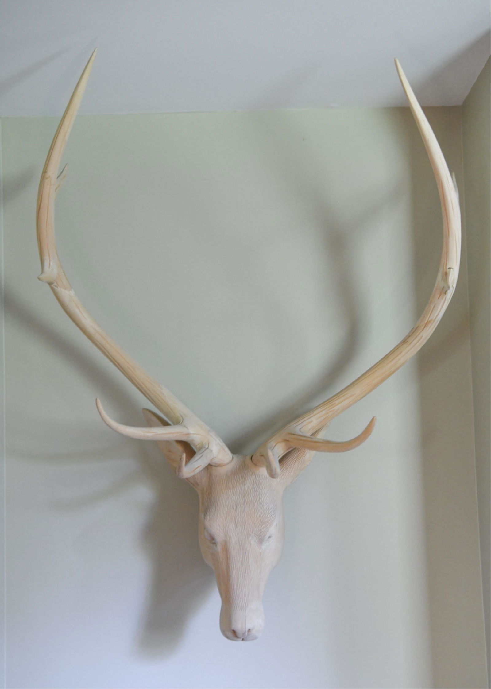 Carved Wood Buck Wall Sculpture