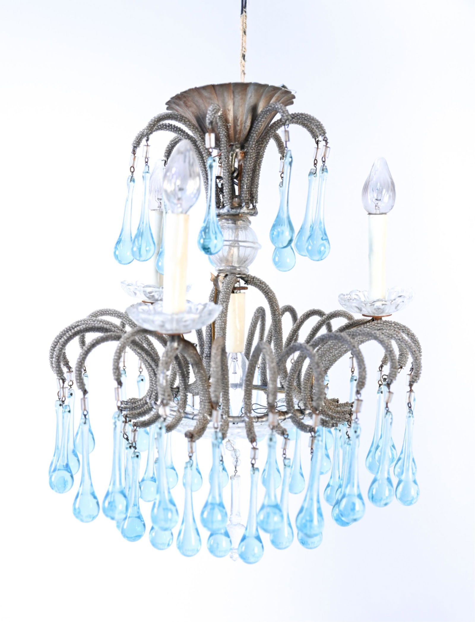 VINTAGE BEADED AND DROP CRYSTAL CHANDELIER (1 of 11)