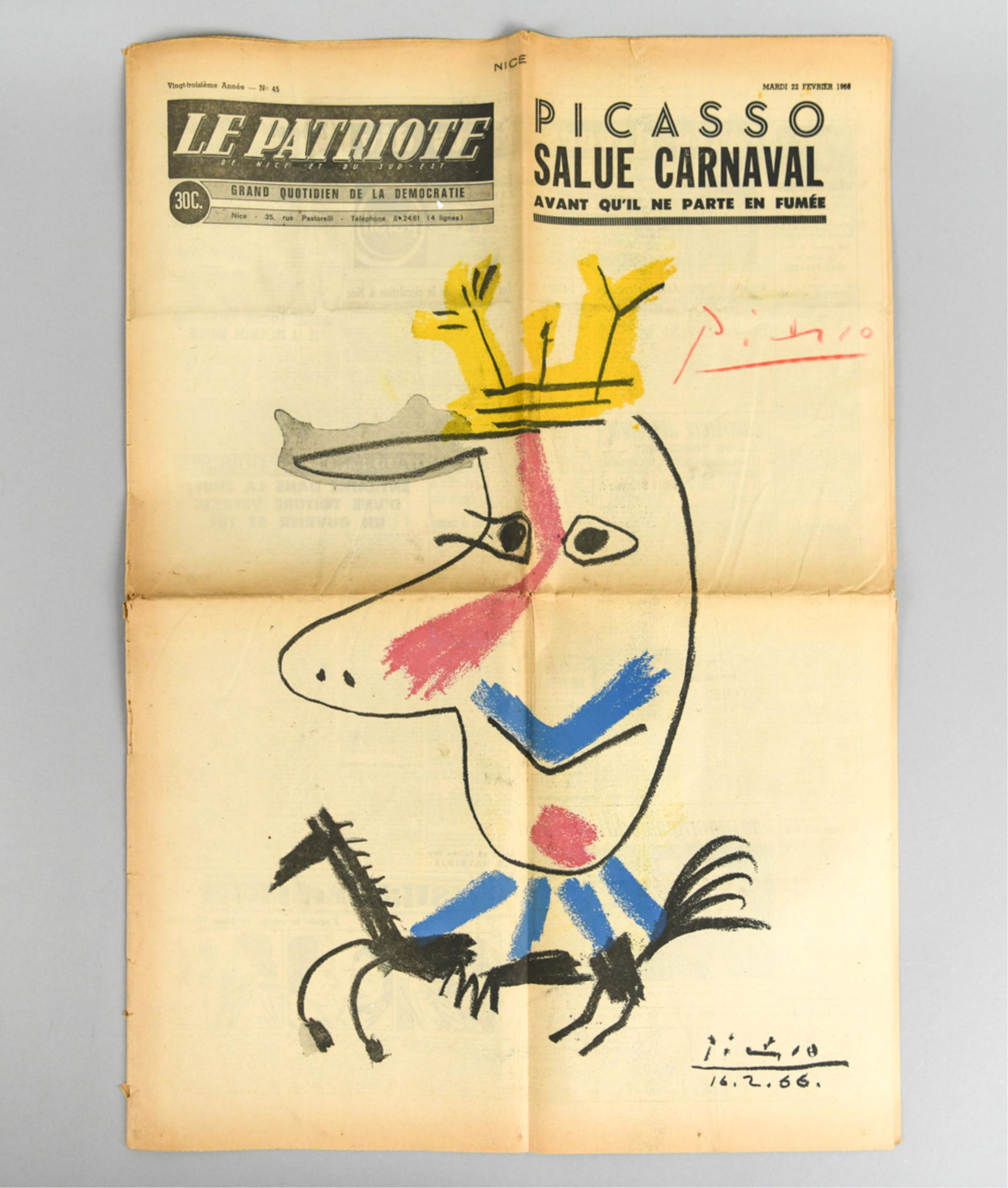 1968 NEWSPAPER W/ PICASSO COVER, SIGNED (1 of 12)