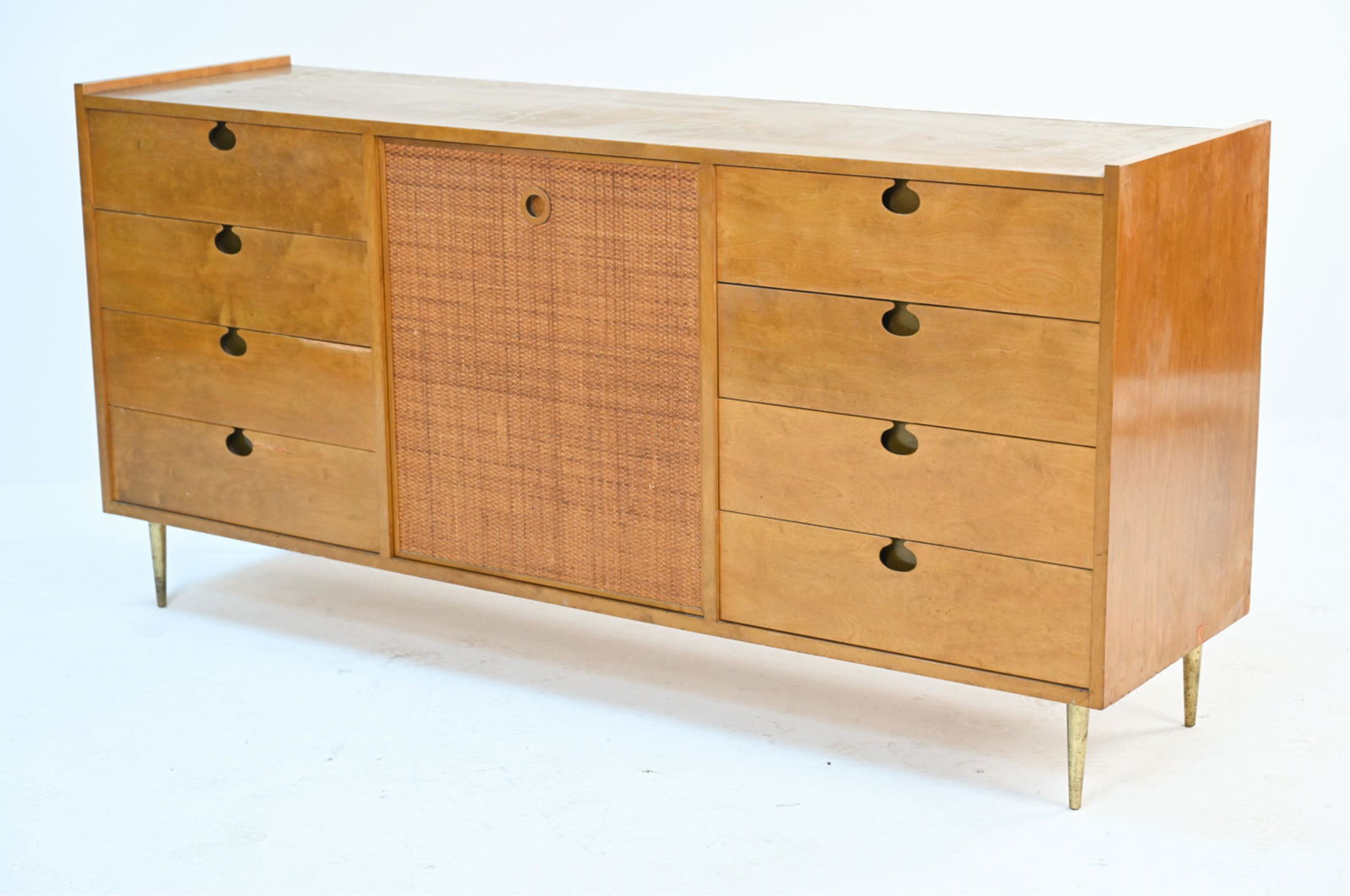 EDMOND SPENCE WICKER & BLONDE WOOD CREDENZA (1 of 16)