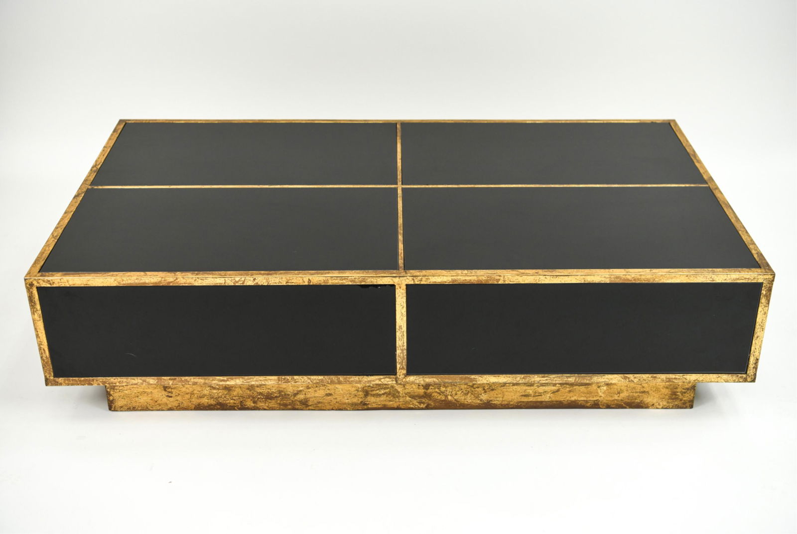 FRENCH GILT METAL & BLACK GLASS COFFEE TABLE (1 of 12)