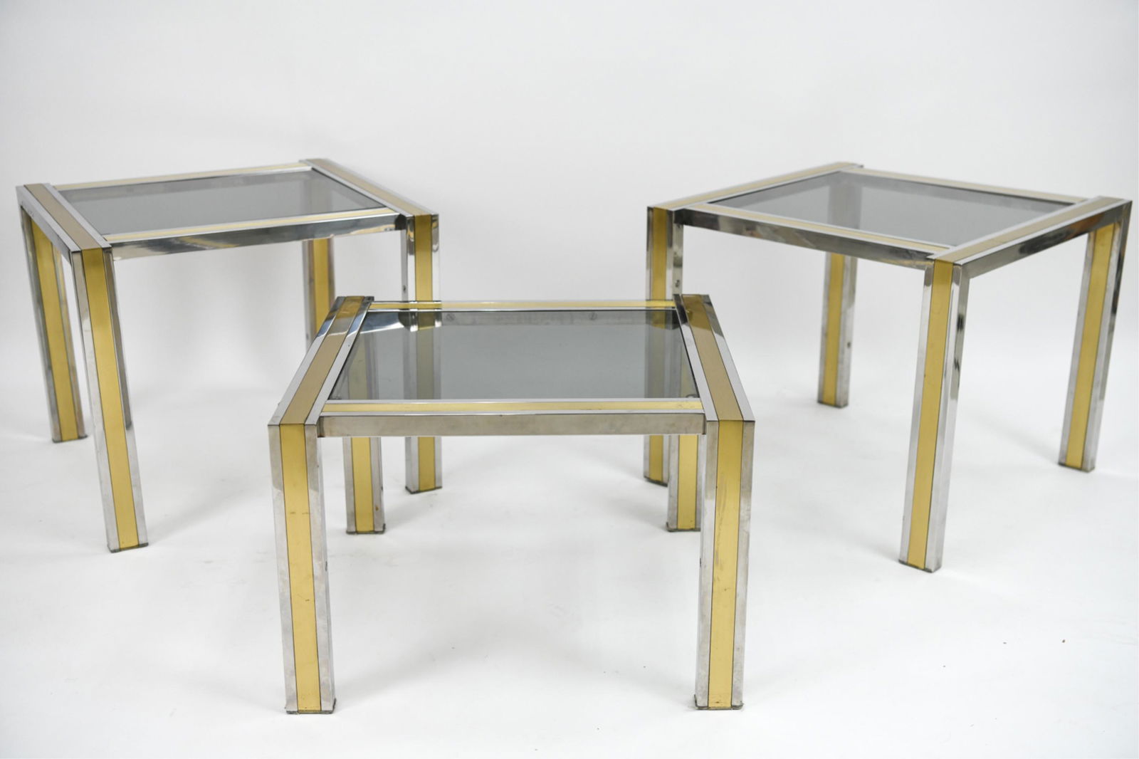 (3) FRENCH BRASS & CHROME SIDE TABLES (1 of 15)