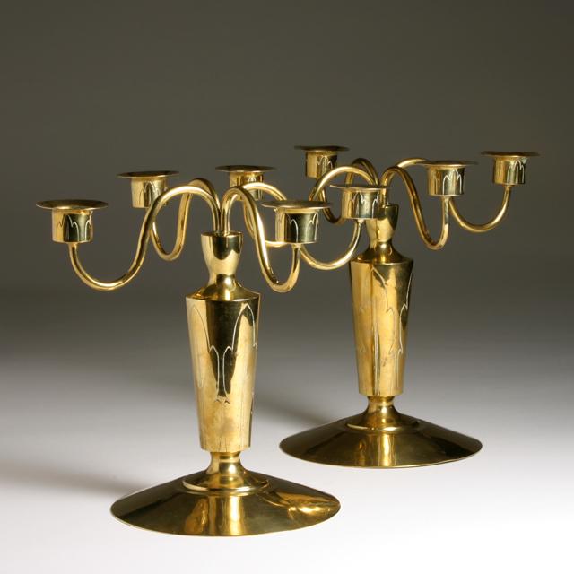 PAIR OF ART DECO BRASS CANDELABRA (1 of 12)
