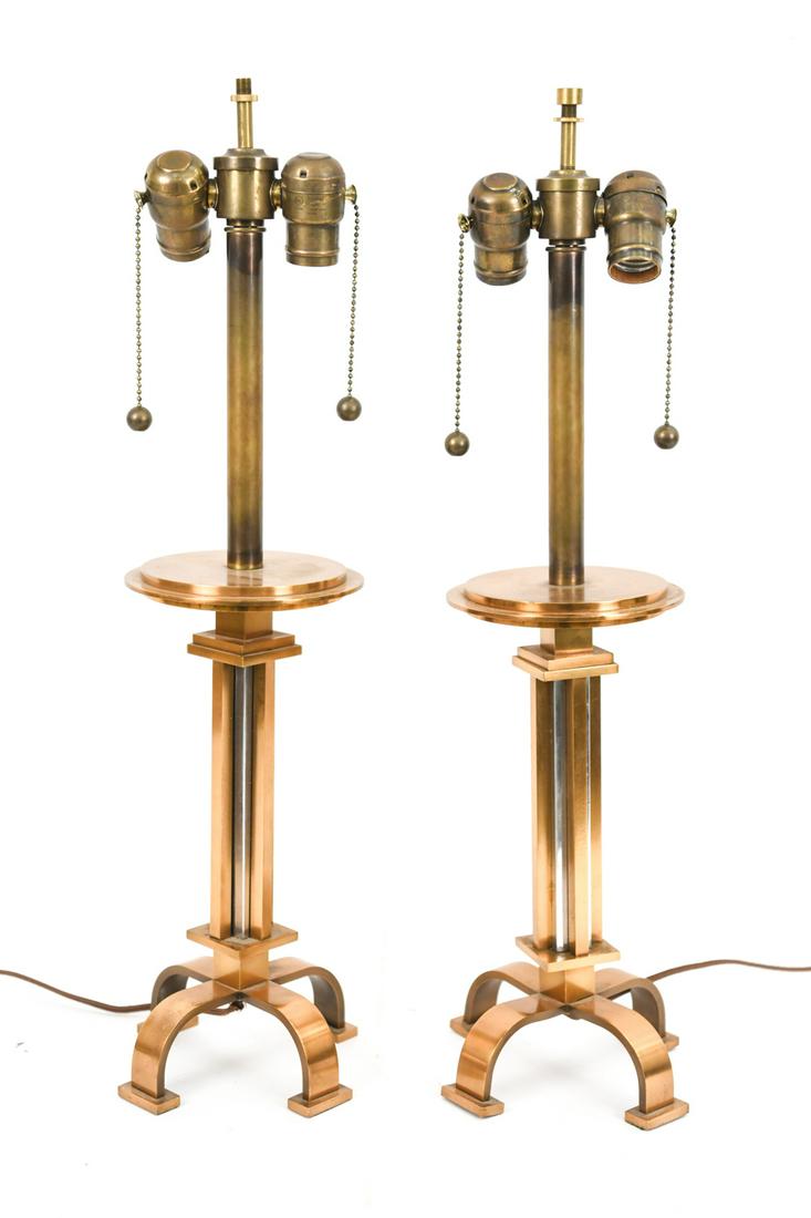 PAIR OF ART DECO MIXED METAL TABLE LAMPS (1 of 11)