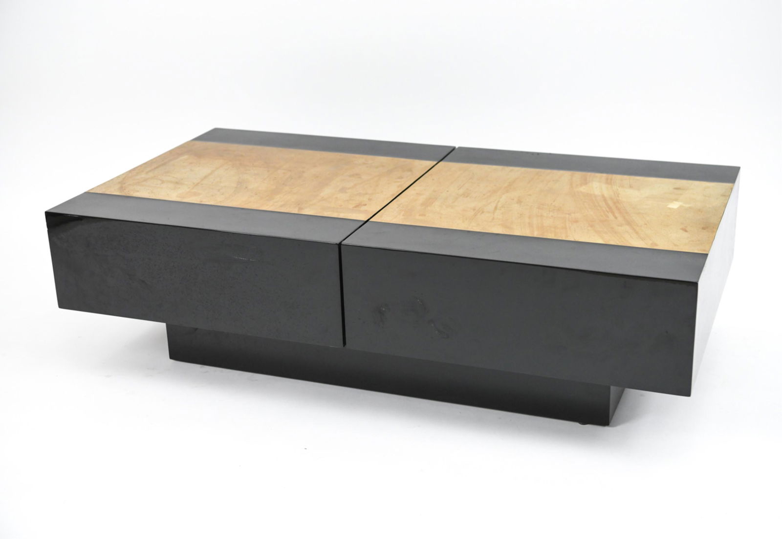CUSTOM MADE BLACK LACQUER & BRASS COFFEE TABLE (1 of 16)