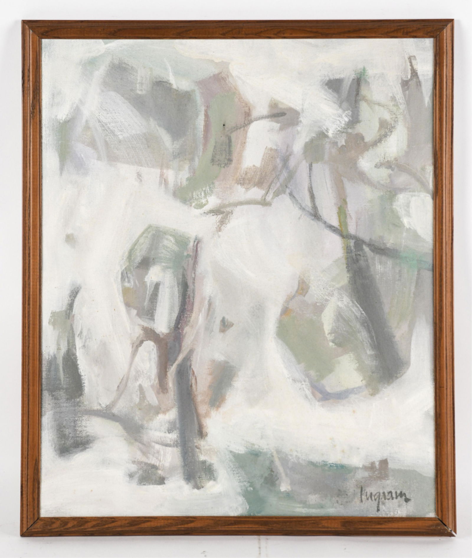 JUDITH INGRAM MODERNIST SNOWSCAPE ABSTRACT O/C (1 of 13)