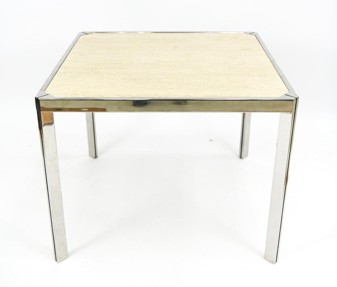WILLY RIZZO STYLE TRAVERTINE & NICKEL DINING TABLE (1 of 10)