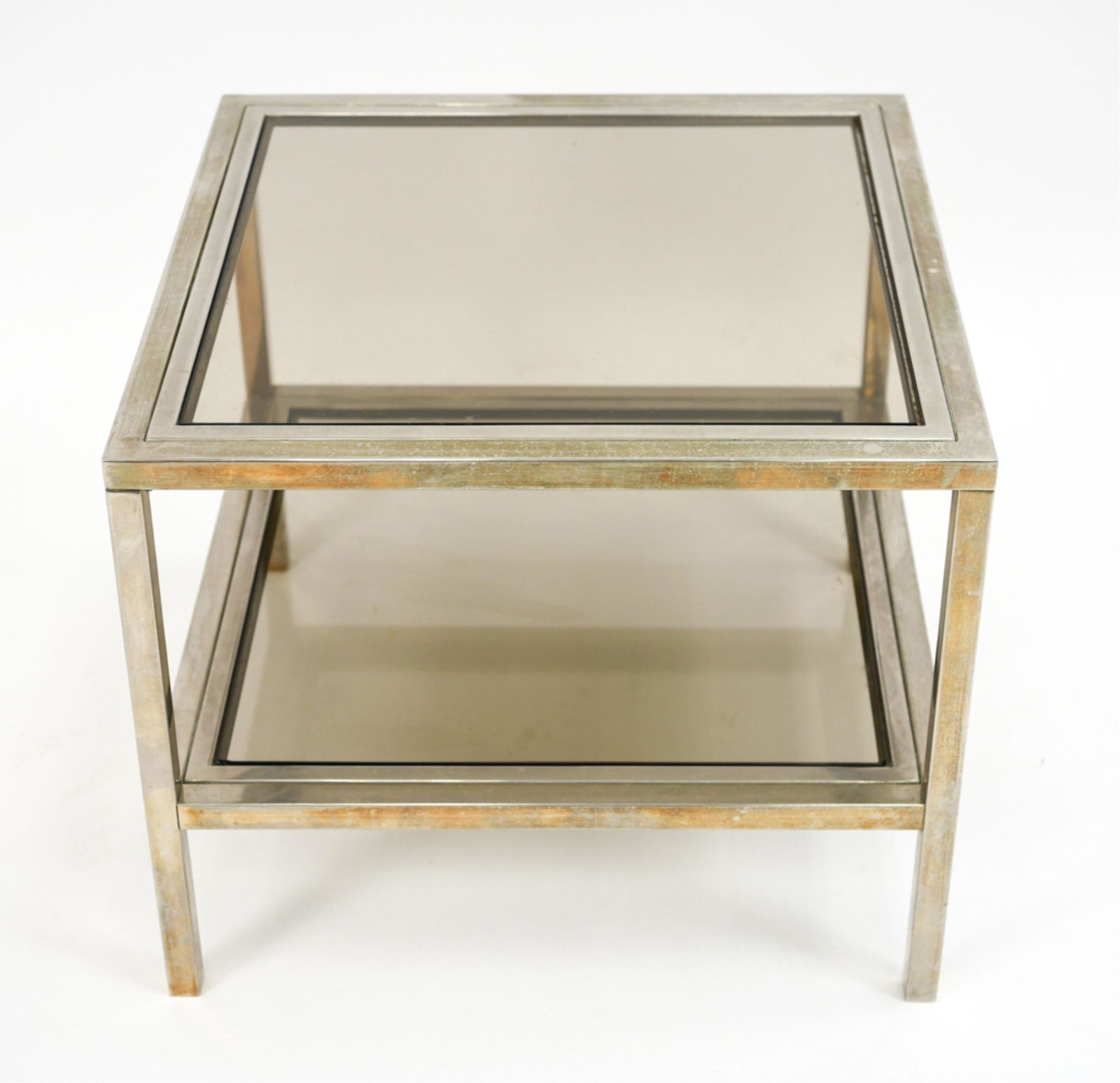 VINTAGE TWO-TIER BRASS & CHROME SIDE TABLE (1 of 13)