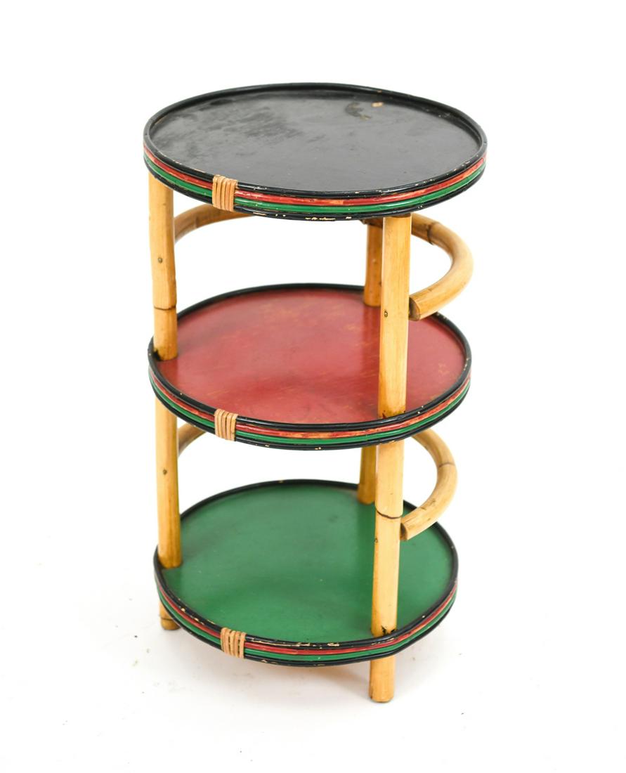 MID-CENTURY BAMBOO 3-TIER SIDE TABLE (1 of 15)