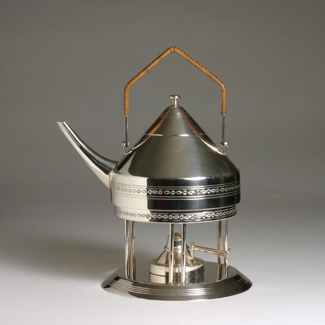 GERMAN SILVER-PLATE KETTLE ON STAND (1 of 13)