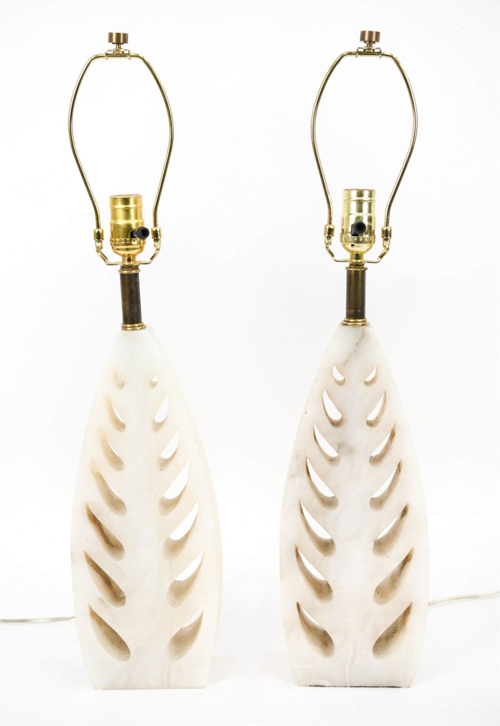 PAIR OF CARVED ALABASTER TABLE LAMPS (1 of 11)