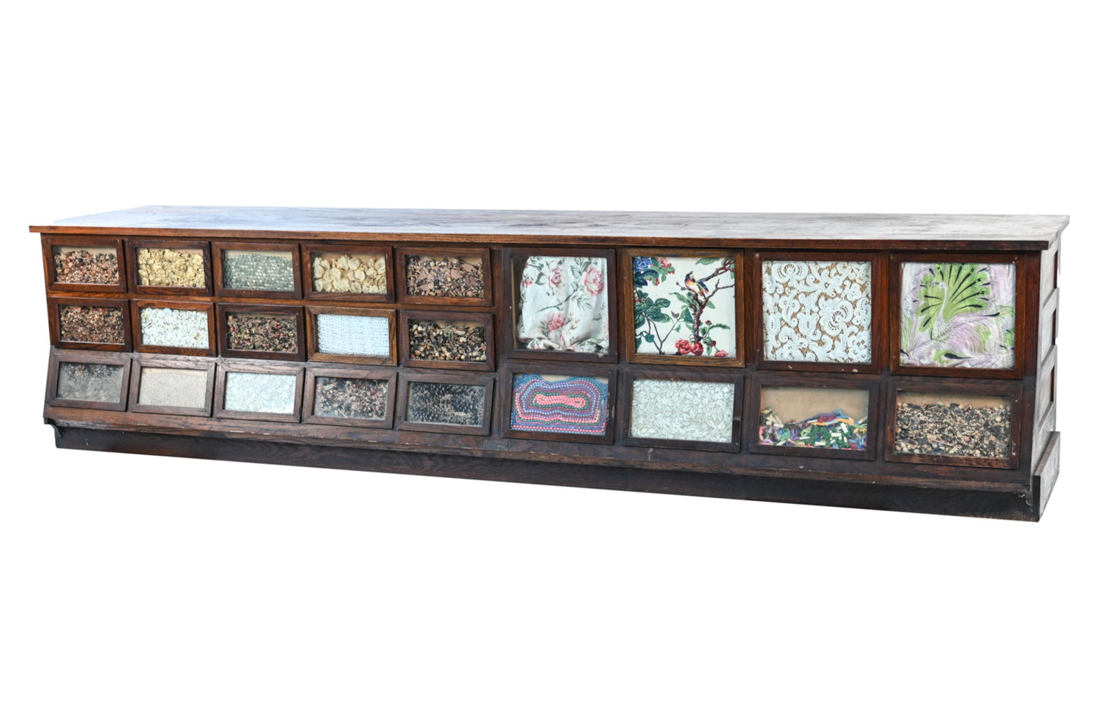 C. 1911 OAK GENERAL STORE COUNTERTOP SEED CABINET (1 of 20)