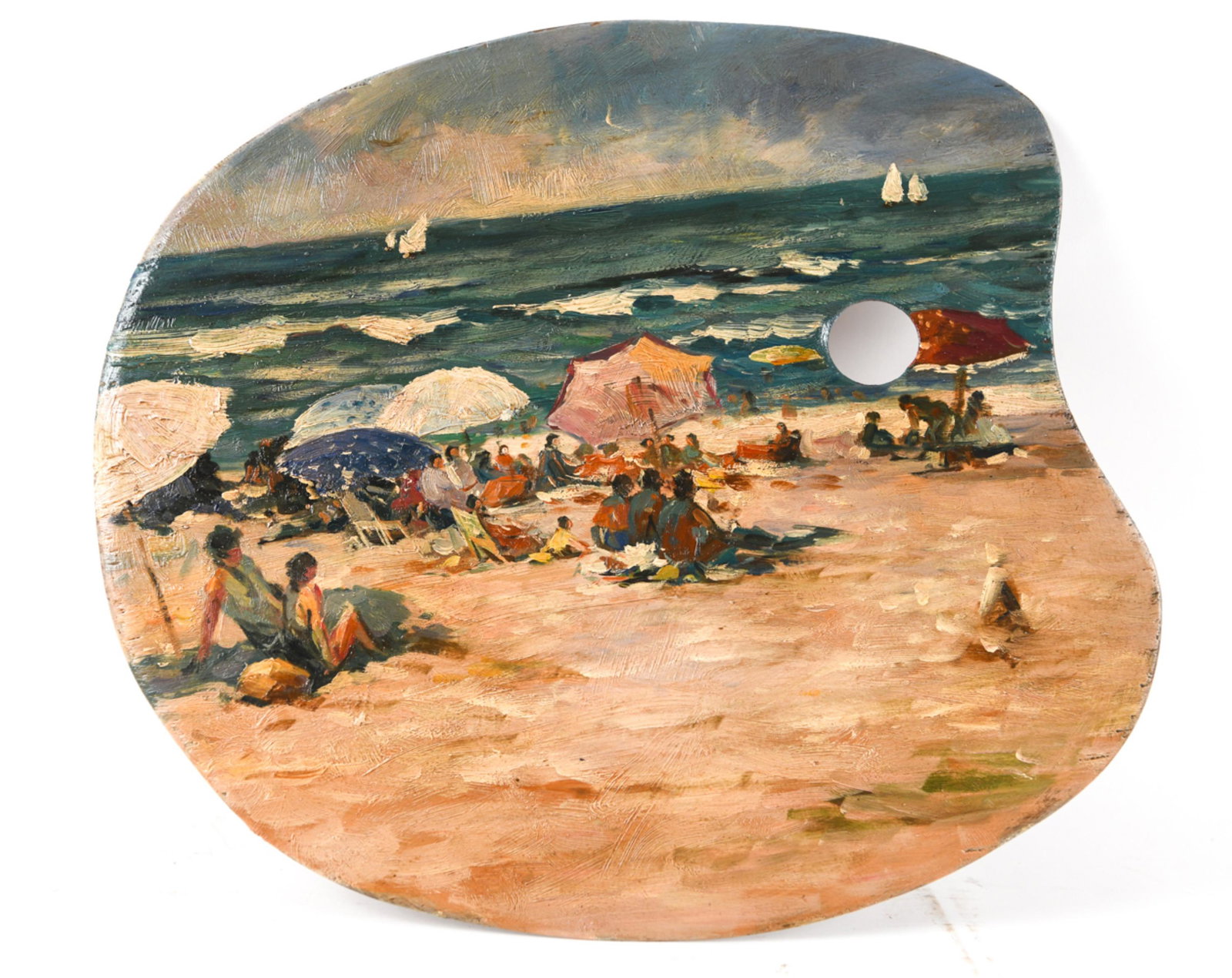 C. 1920'S BEACH SCENE PAINTED PALETTE (1 of 9)