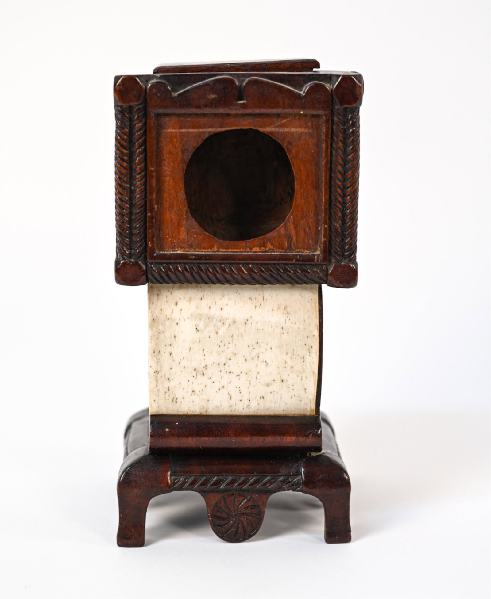 ANTIQUE FOLK ART CARVED POCKET WATCH DISPLAY CASE (1 of 9)