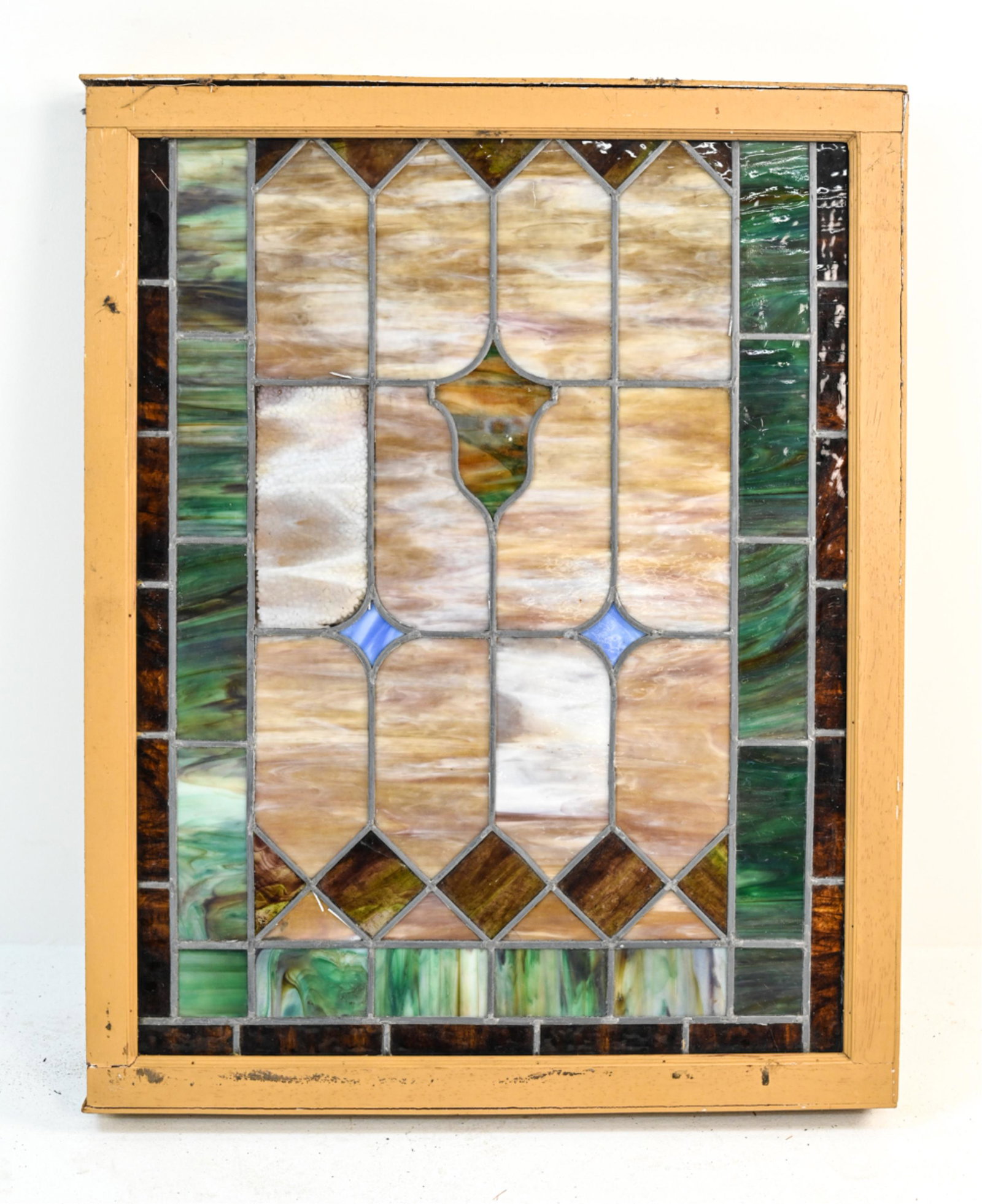 ANTIQUE ARTS & CRAFTS STYLE SLAG GLASS WINDOW (1 of 7)