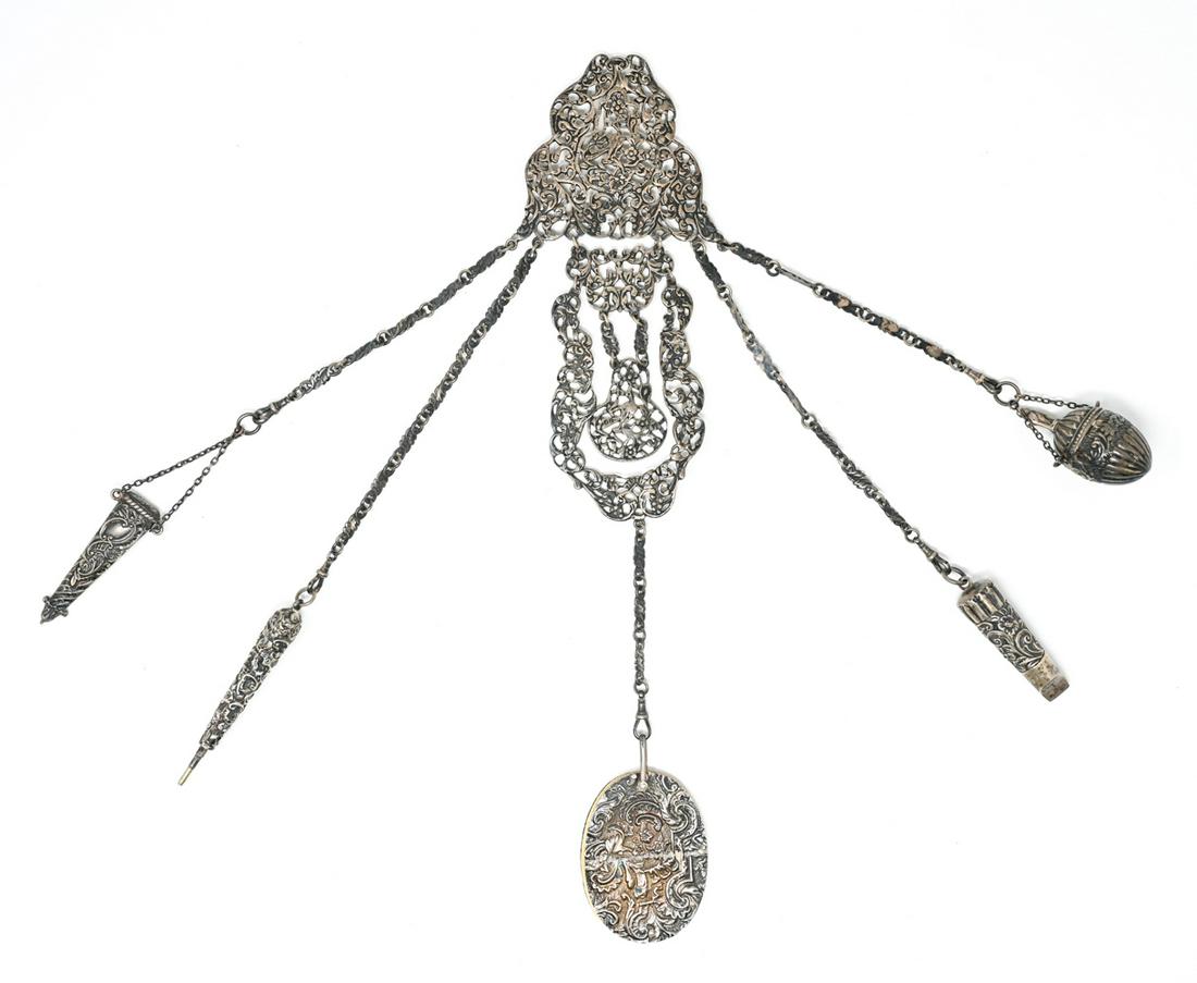 ENGLISH VICTORIAN STERLING SILVER CHATELAINE (1 of 16)