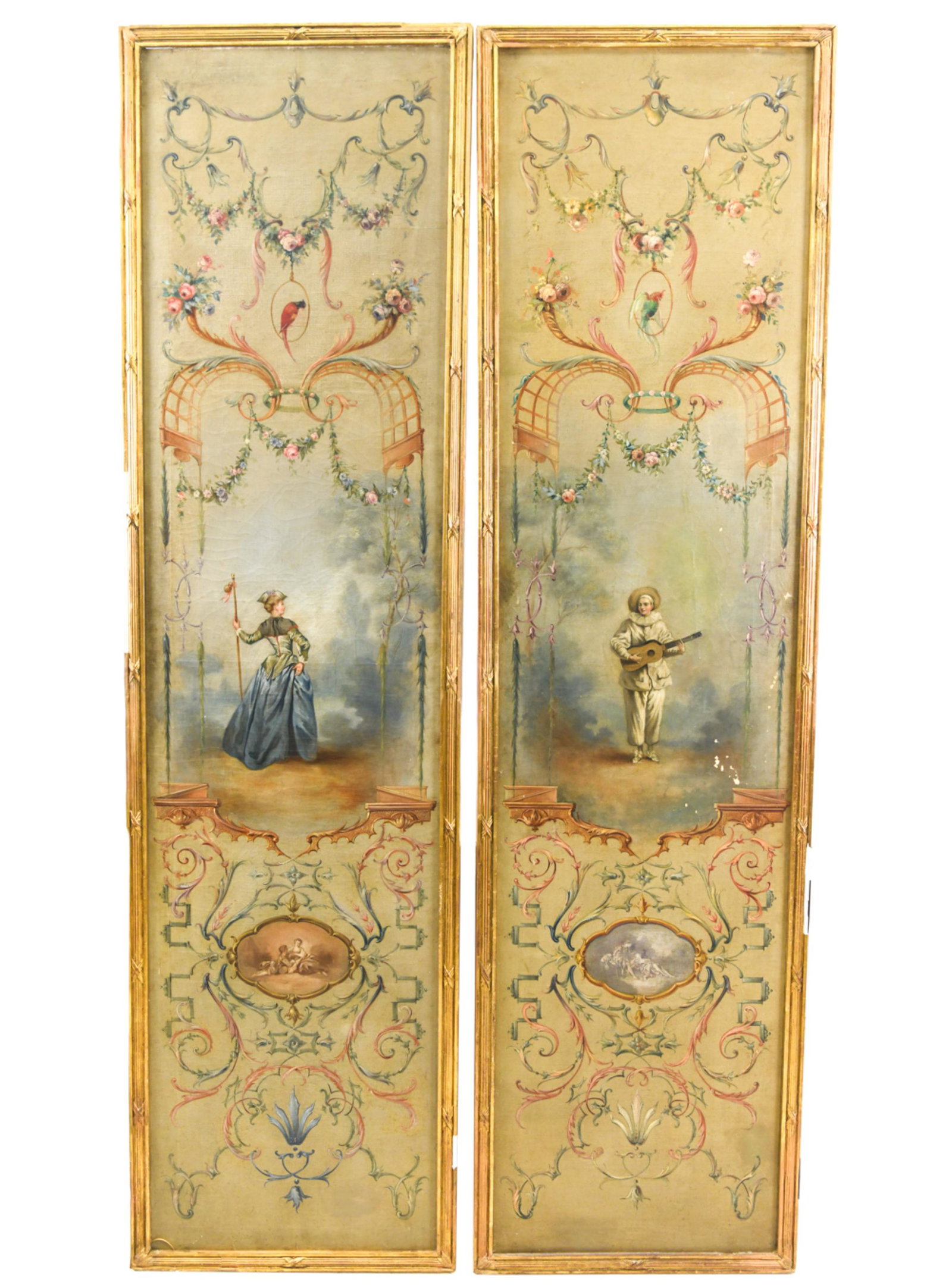 PAIR OF LATE 19TH C. LARGE DECORATIVE PAINTINGS (1 of 20)