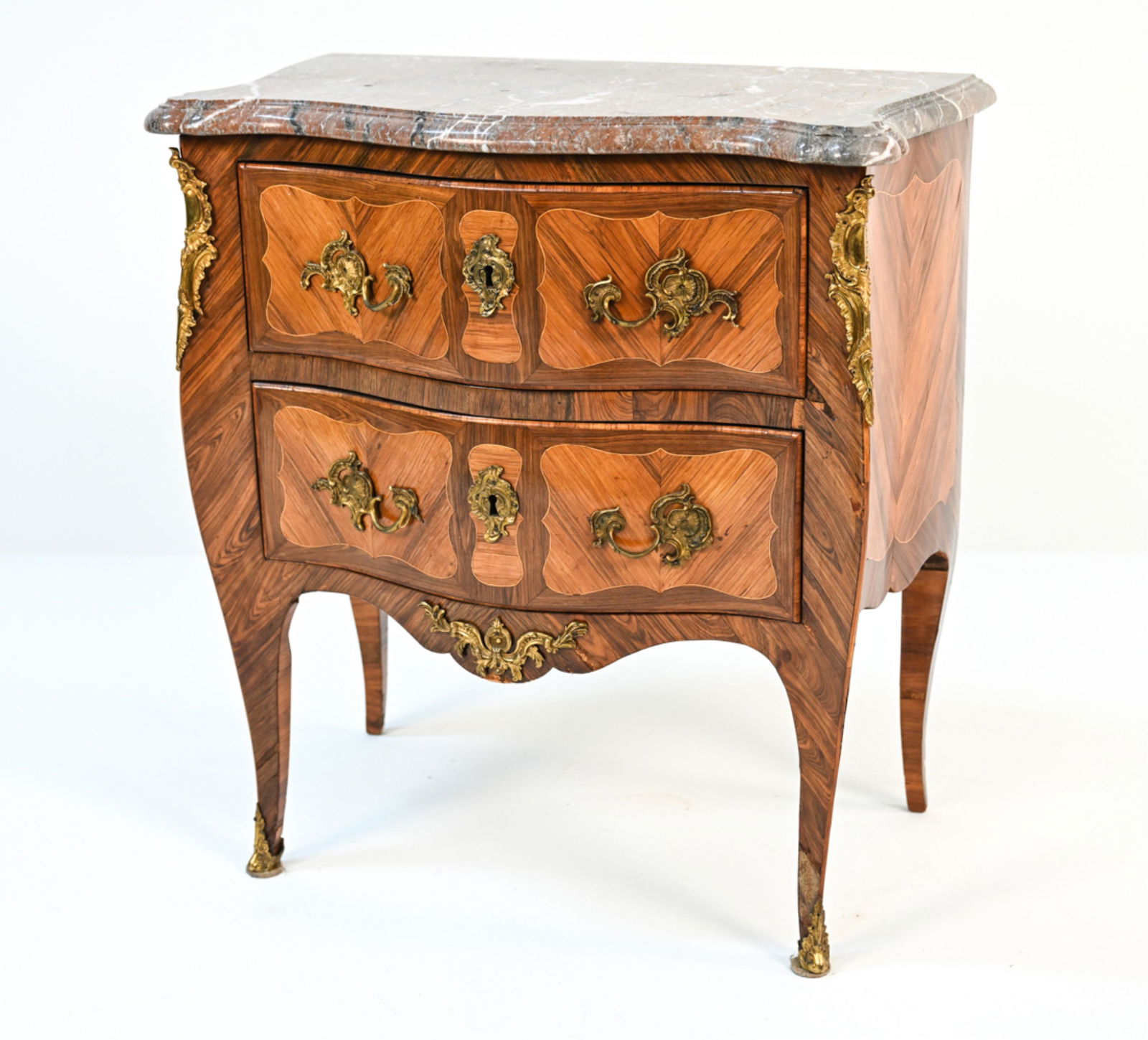 ANTIQUE FRENCH VENEERED LOUIS-XV STYLE CHEST (1 of 14)
