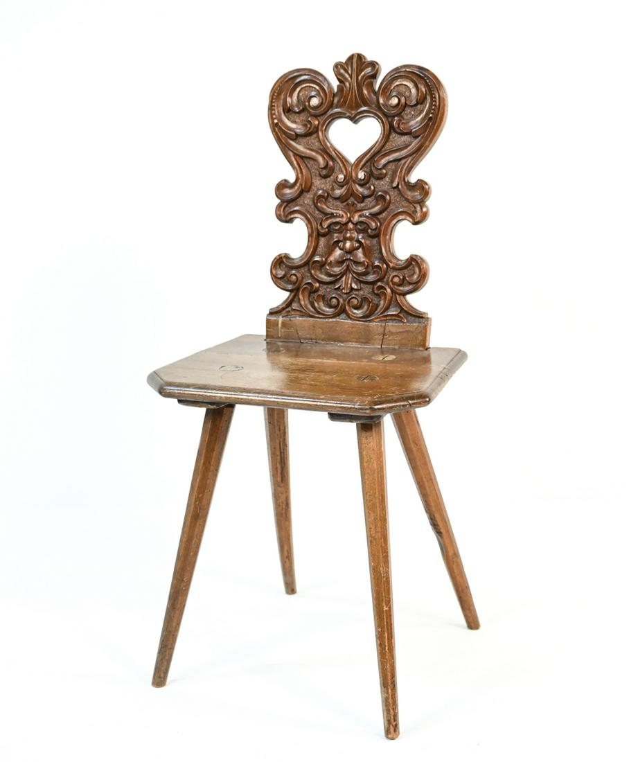19TH C. CARVED SWISS ALPINE CHAIR (1 of 14)