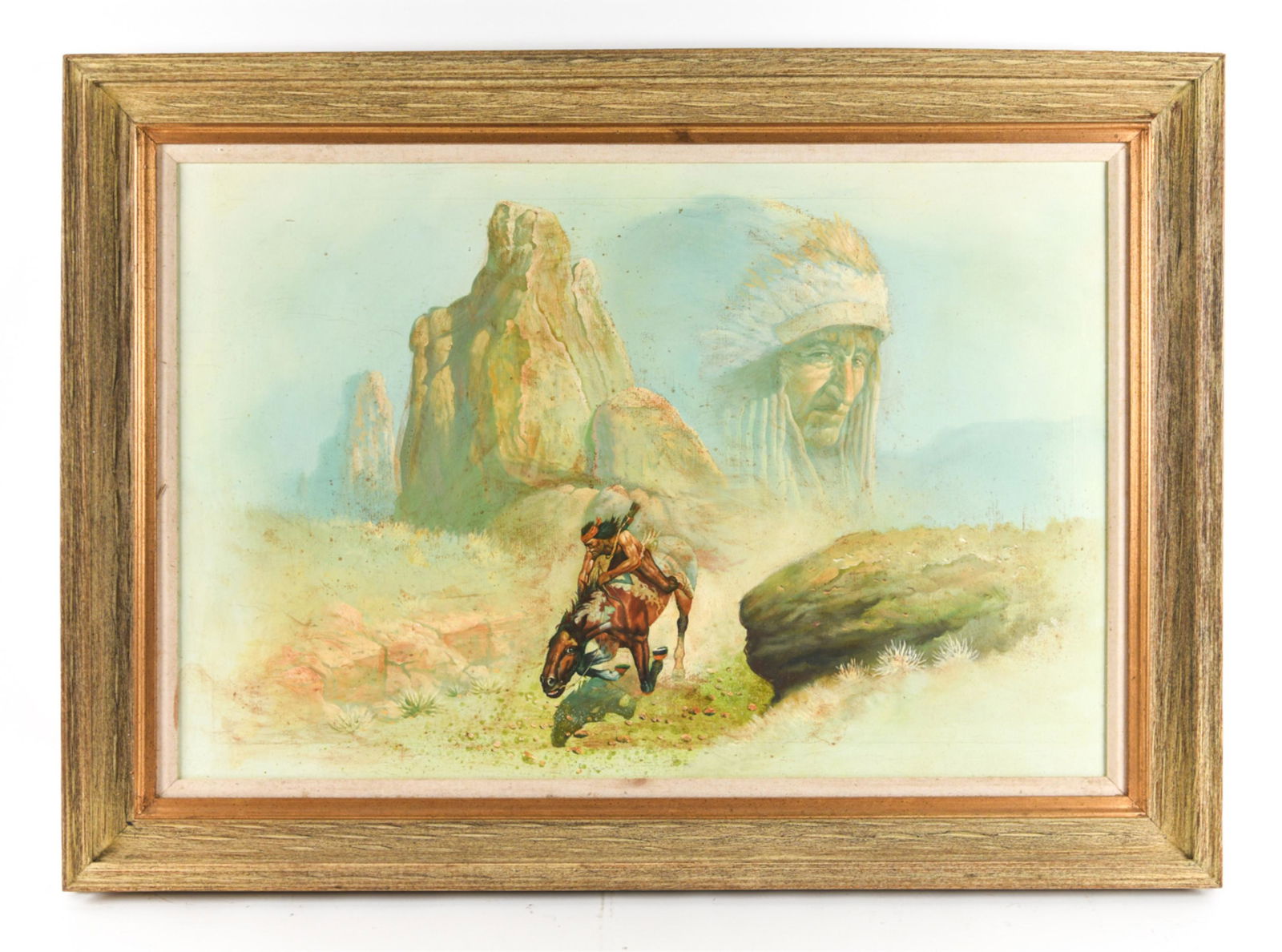 MID-CENTURY O/C NATIVE AMERICAN SCENE (1 of 14)