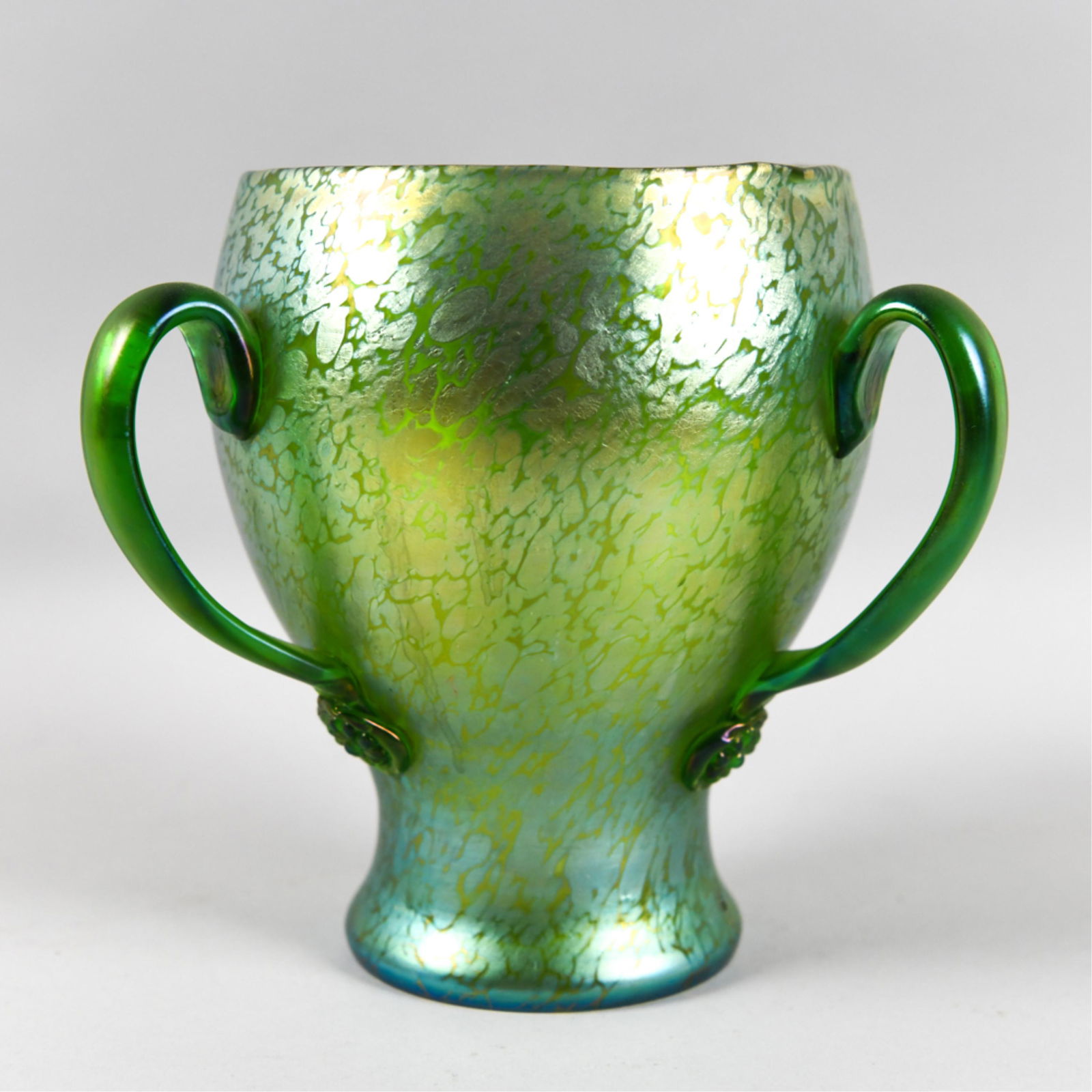 ATTR. LOETZ IRIDESCENT GLASS THREE-HANDLED VASE (1 of 11)