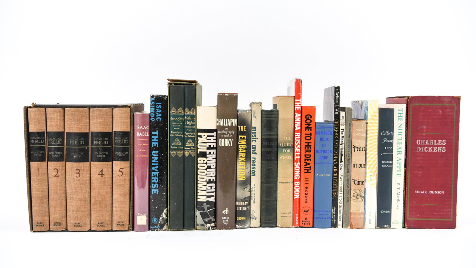 GROUPING OF BOOKS INC. FIRST EDITIONS: Including the Charles Dickens by Edgar Johnson set, Gone to her Death by Jill Mcgown, First U.S. Edition. The Anna Russell Song Book by By Anne Russell, First American Edition. The Quest for Wealth by