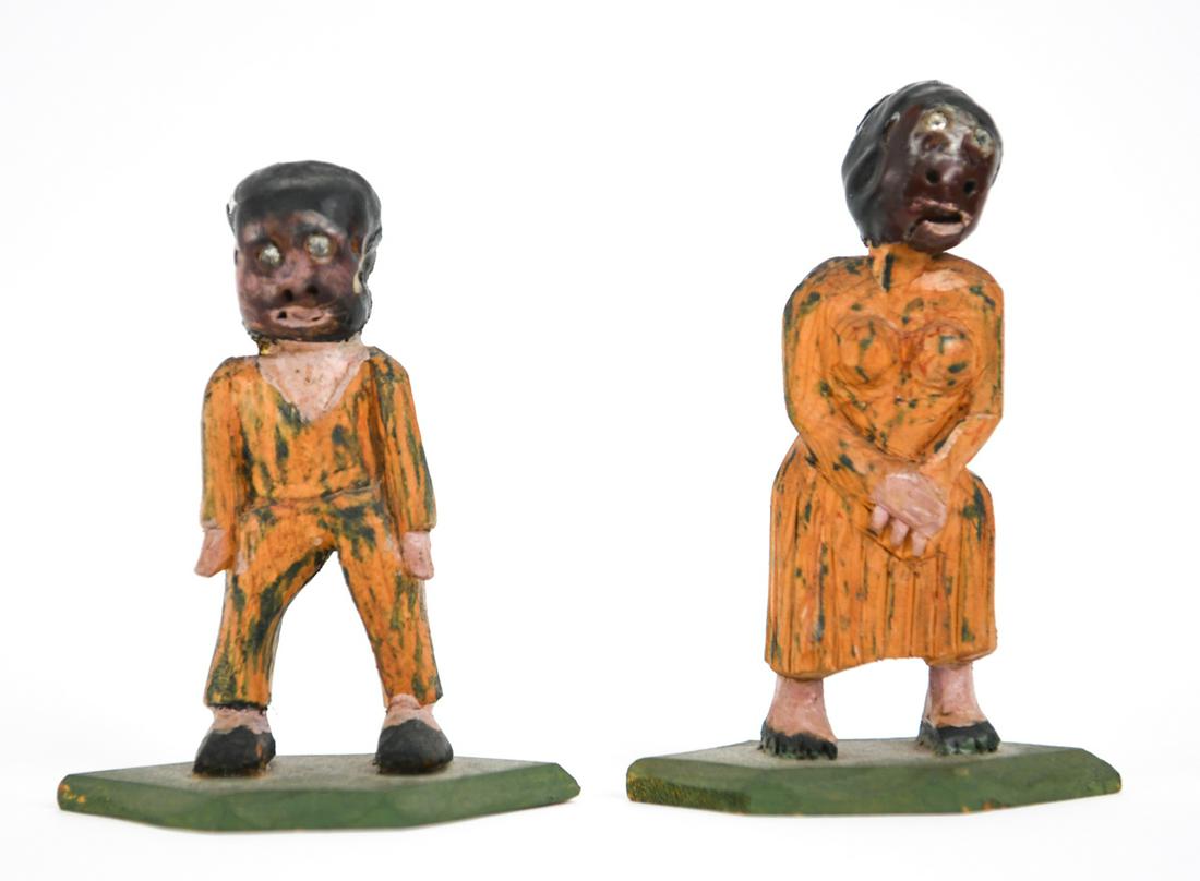 PAIR ELIJAH PIERCE FOLK ART HAND-CARVED FIGURES (1 of 8)