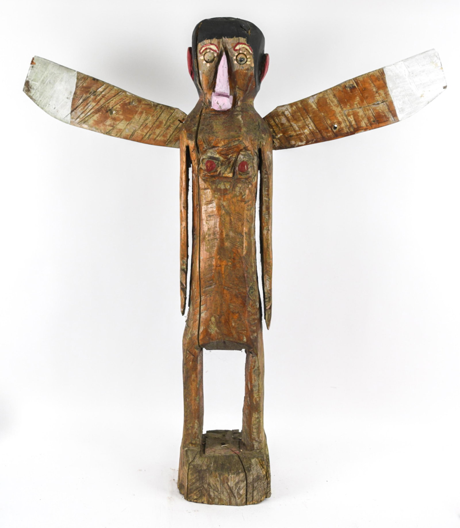 LARGE OUTSIDER ART / FOLK ART WOOD TOTEM SCULPTURE (1 of 20)