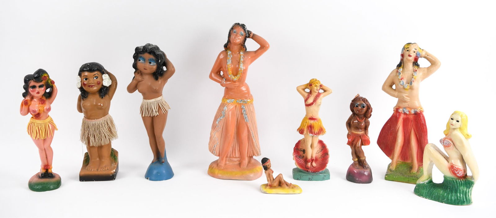 (9) HULA GIRL CARNIVAL CHALKWARE (1 of 14)