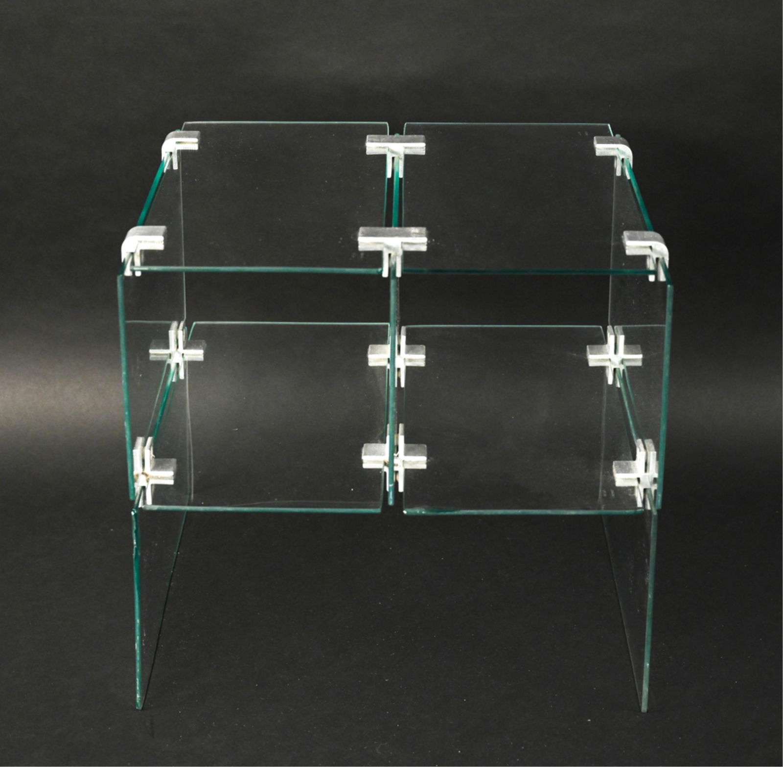 MID-CENTURY GLASS TIERED CUBE SIDE TABLE (1 of 10)