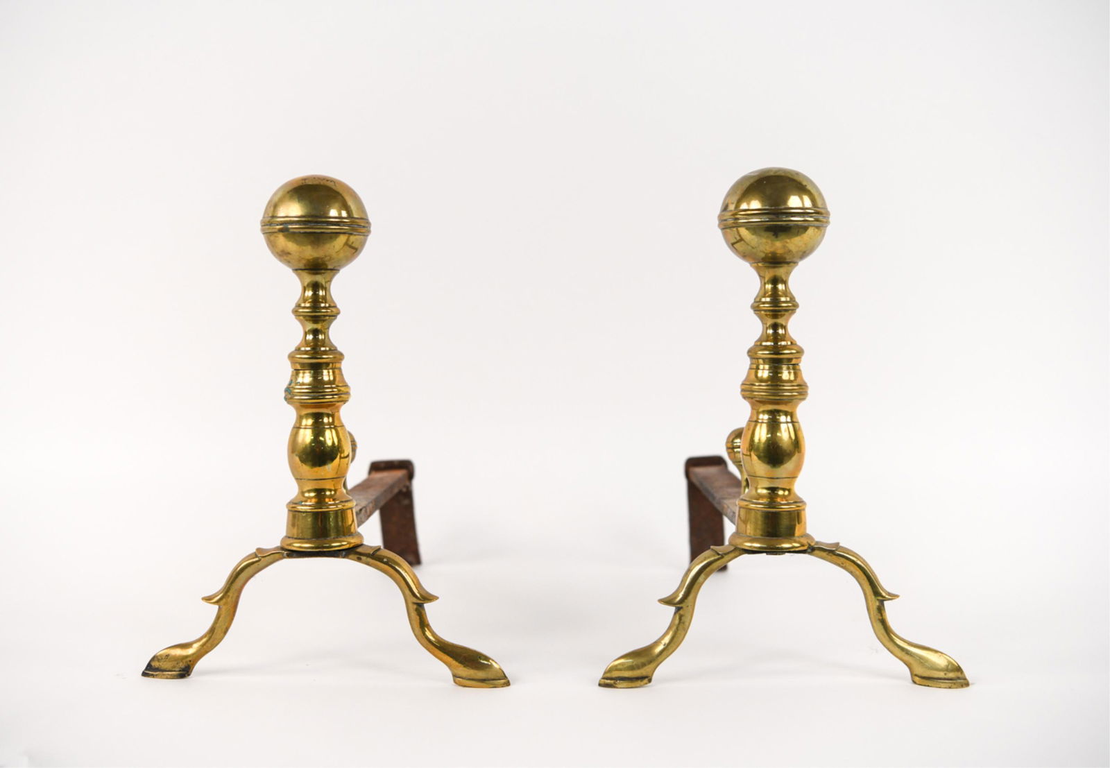 PAIR OF PETITE CAST BRASS FEDERAL-STYLE ANDIRONS (1 of 13)