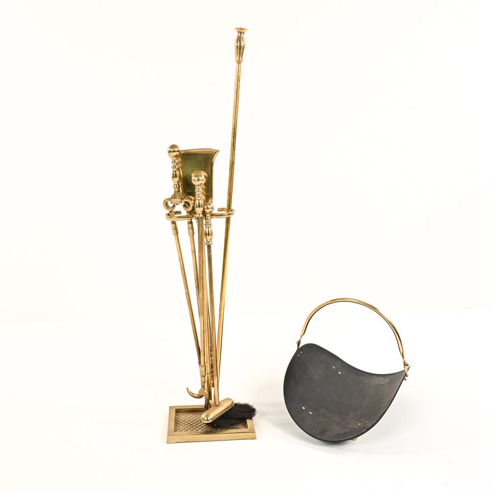 VINTAGE BRASS FIREPLACE TOOL GROUPING (1 of 6)