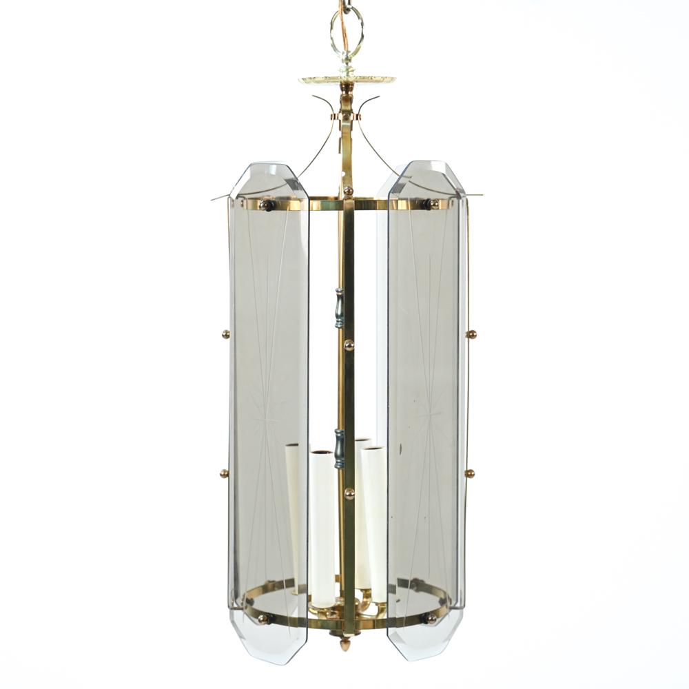 BRASS AND GLASS PENDANT HALL LAMP (1 of 11)