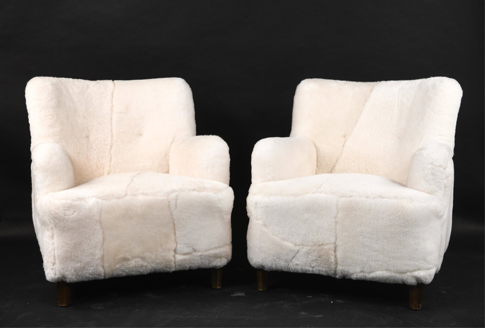 LAMBS WOOL CHAIRS, STYLE HVIDT & HENNINGSEN 1950'S (1 of 11)