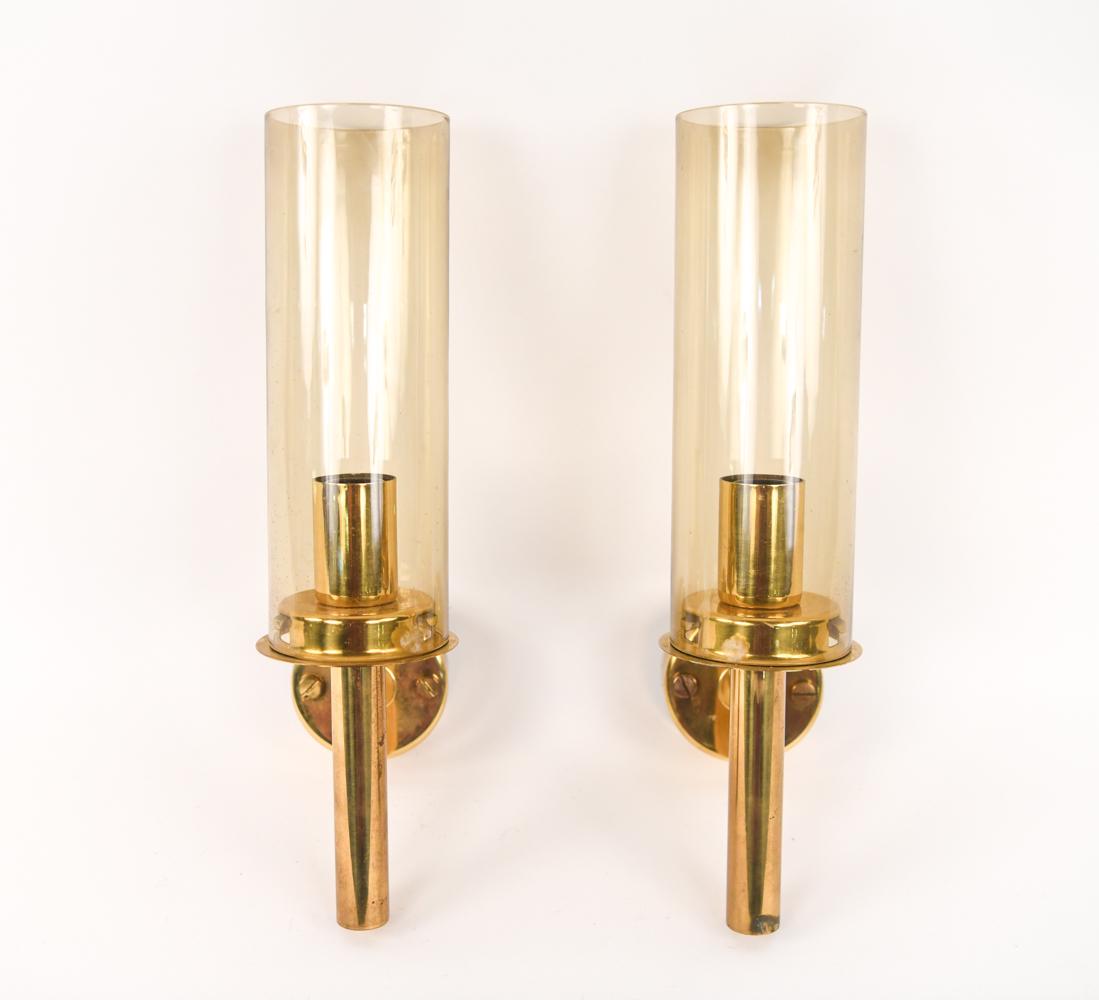 PAIR OF HANS AGNE JAKOBSSON BRASS & GLASS SCONCES (1 of 11)