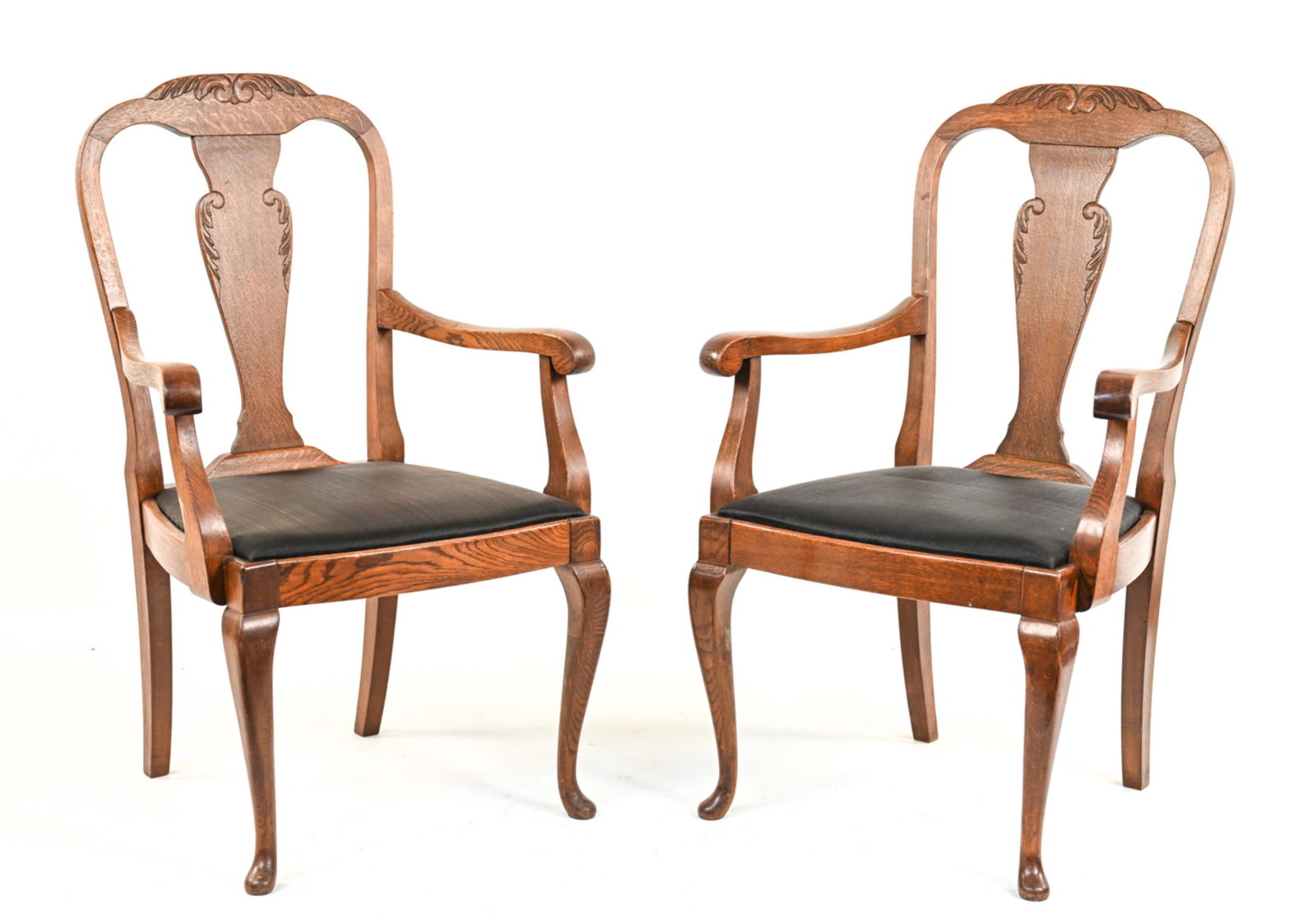 PAIR OF TRADITIONAL DANISH OAK ARM CHAIRS, 1920S (1 of 9)