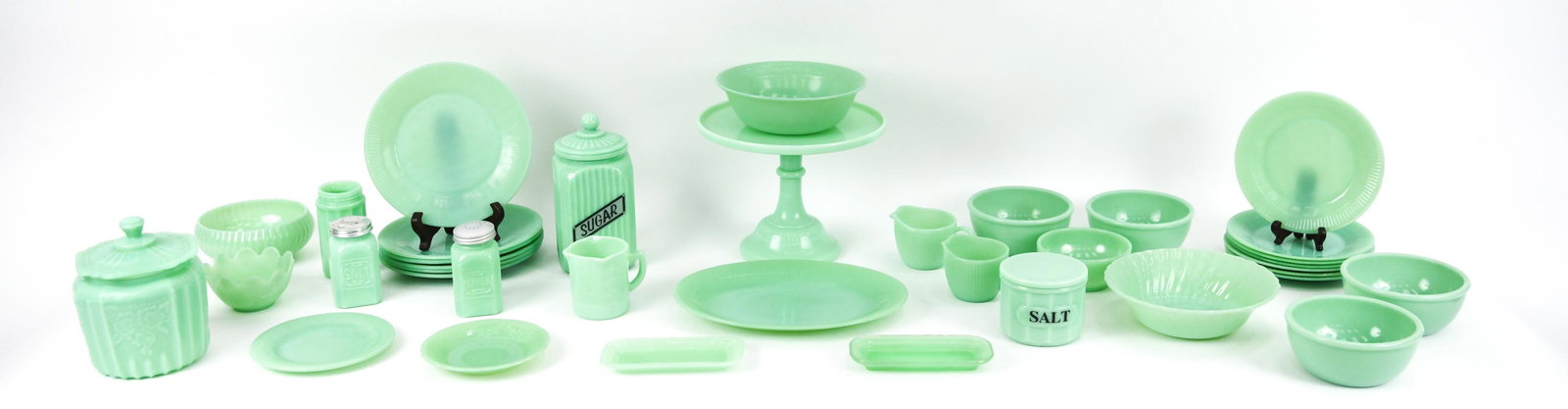 LARGE GROUPING OF JADEITE GLASS INCL. FIRE-KING (1 of 15)