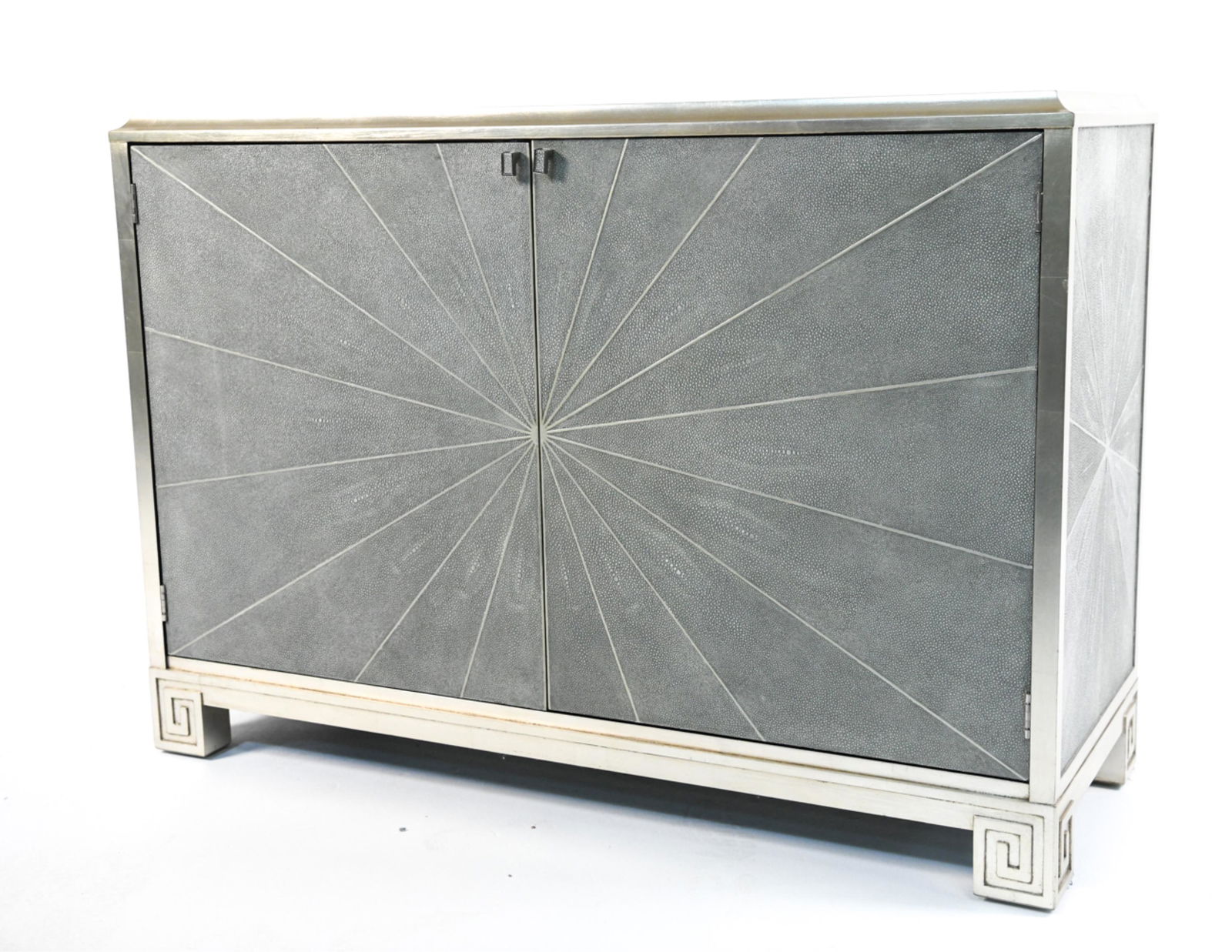 CONTEMPORARY FAUX SHAGREEN MEDIA CABINET (1 of 13)