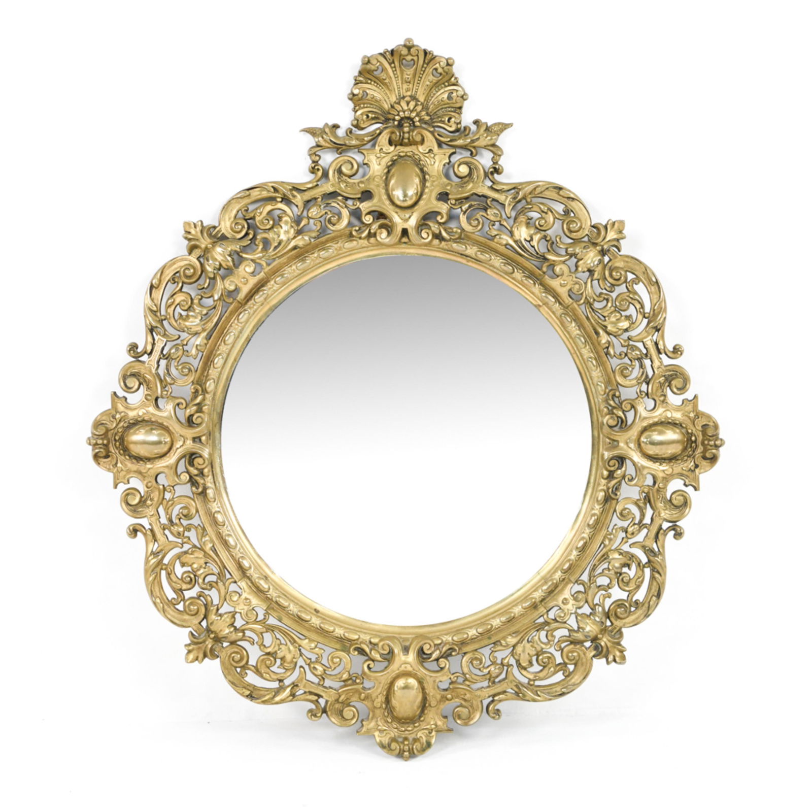 DANISH ORNATE BRASS FRAME MIRROR (1 of 7)