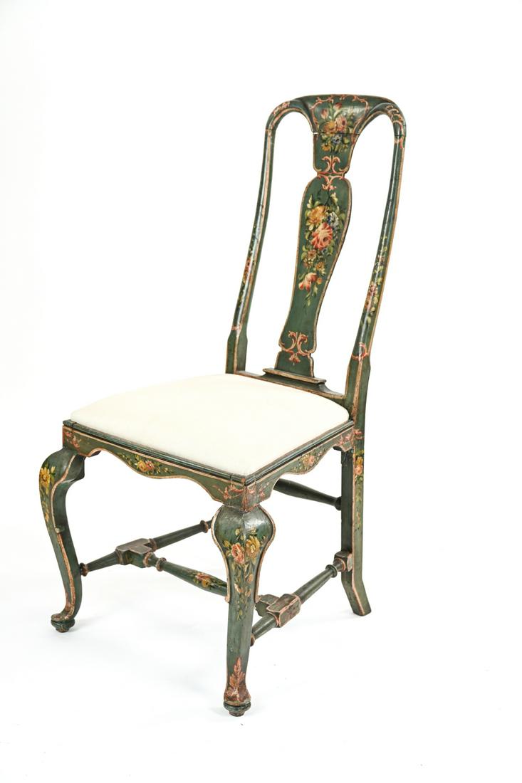 ANTIQUE HAND PAINTED FLORAL SIDE CHAIR (1 of 16)