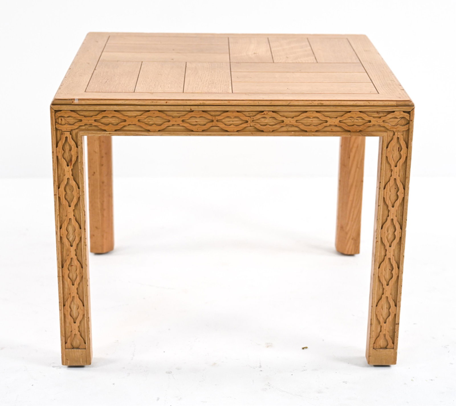 CONTEMPORARY CARVED OAK SIDETABLE (1 of 13)