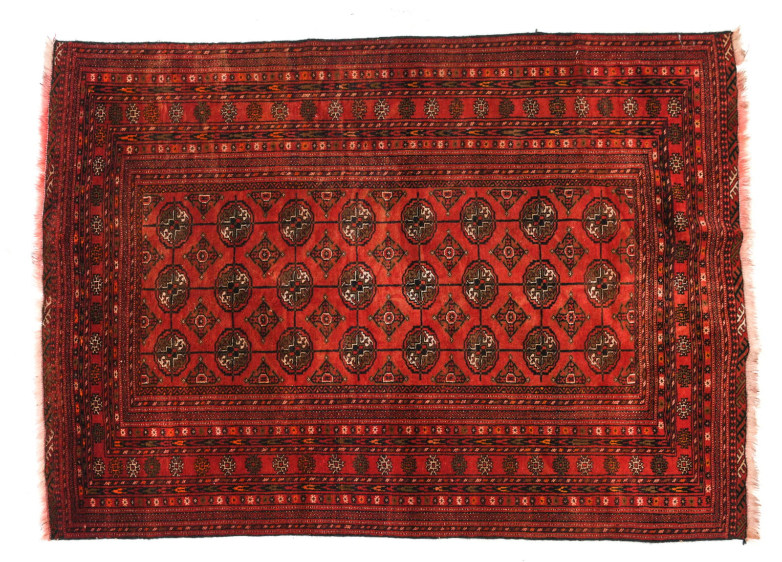 HAND-KNOTTED WOOL BOKHARA THROW RUG (1 of 10)