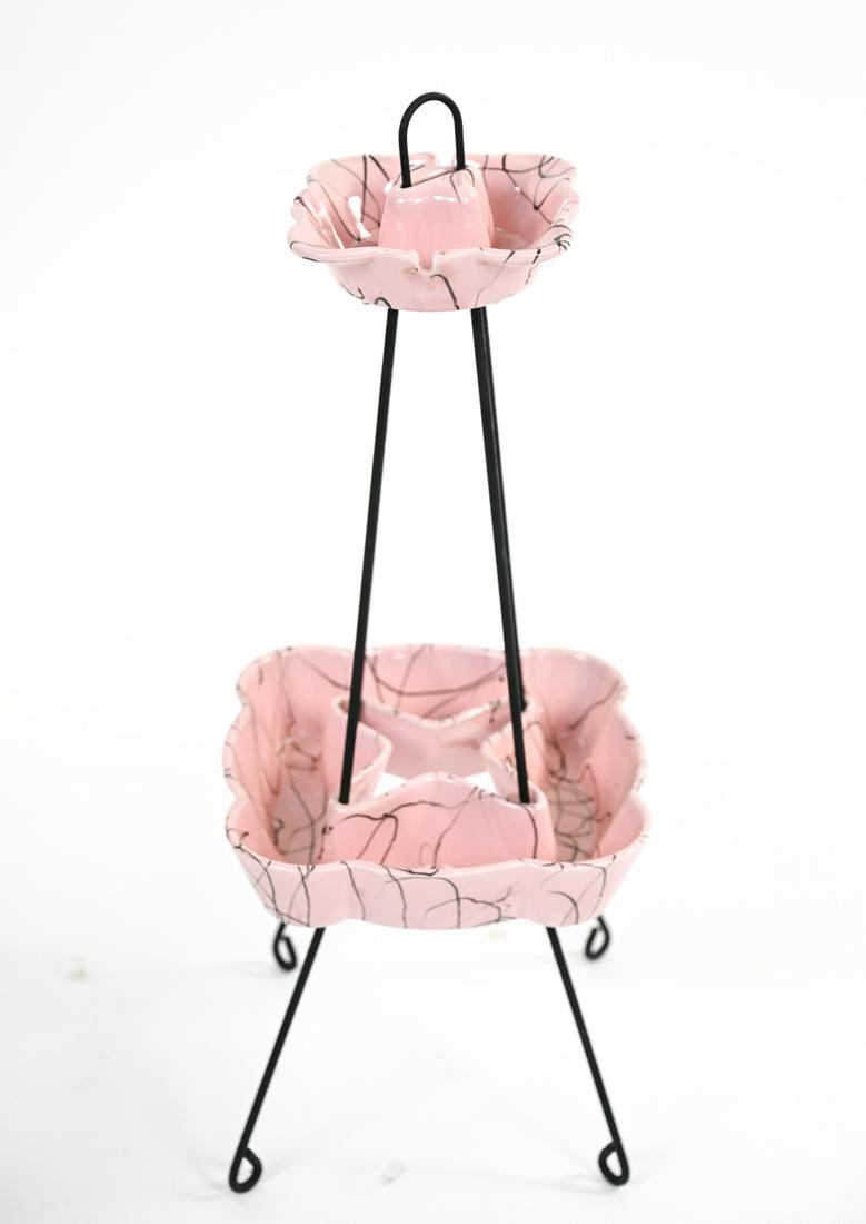 1950'S HULL POTTERY CERAMIC & IRON SMOKING STAND (1 of 9)