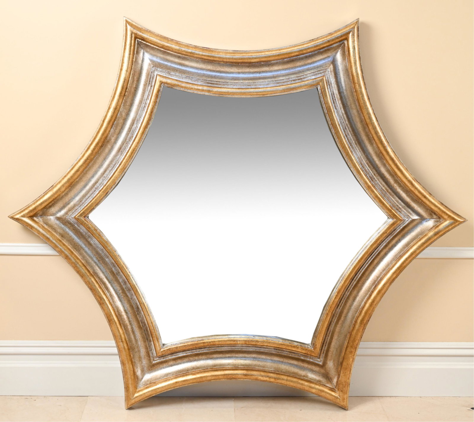 LARGE GOLD & SILVER GILT 6-POINTED STAR MIRROR (1 of 7)
