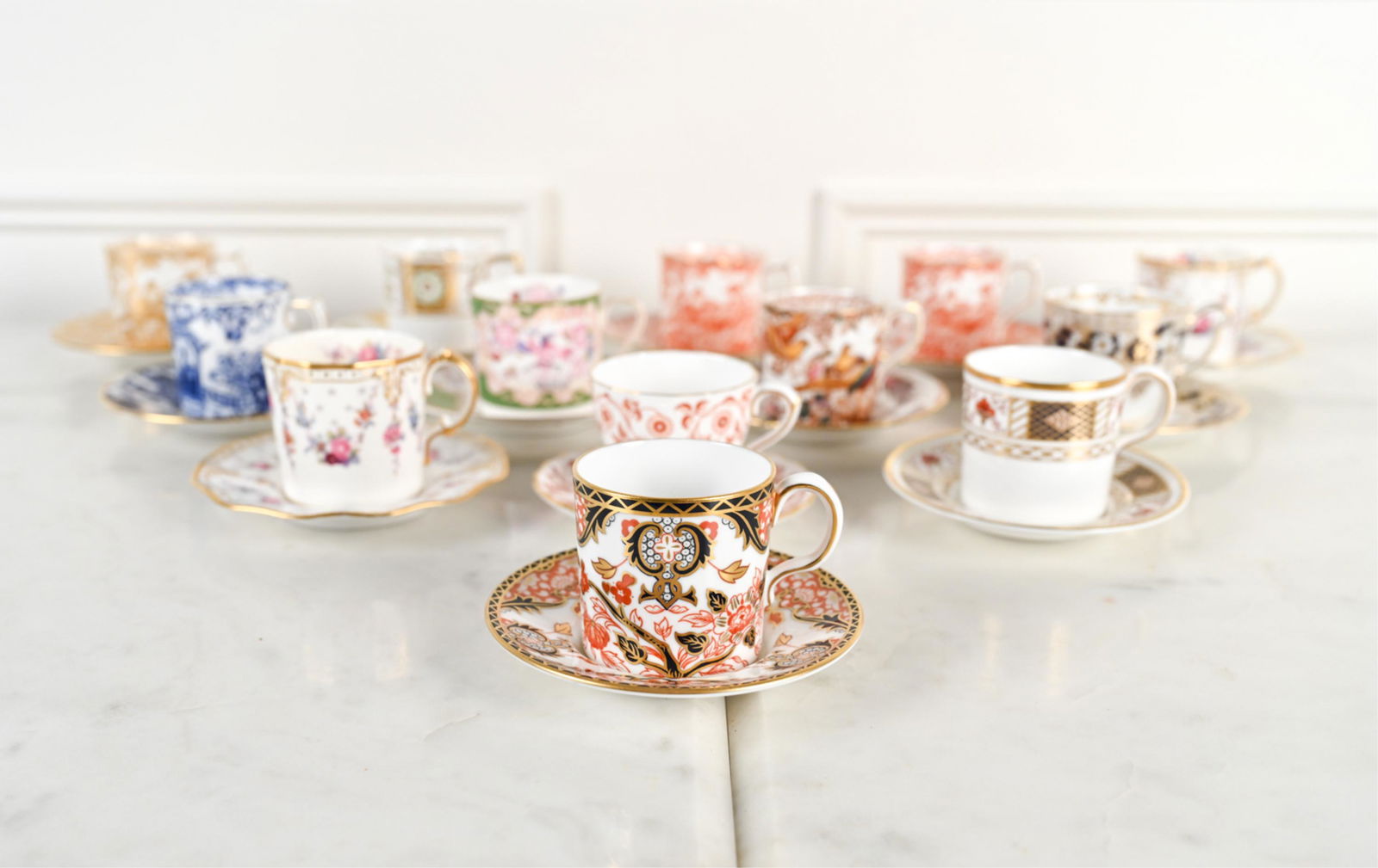 ROYAL CROWN DERBY PORCELAIN DEMITASSE GROUPING (1 of 18)