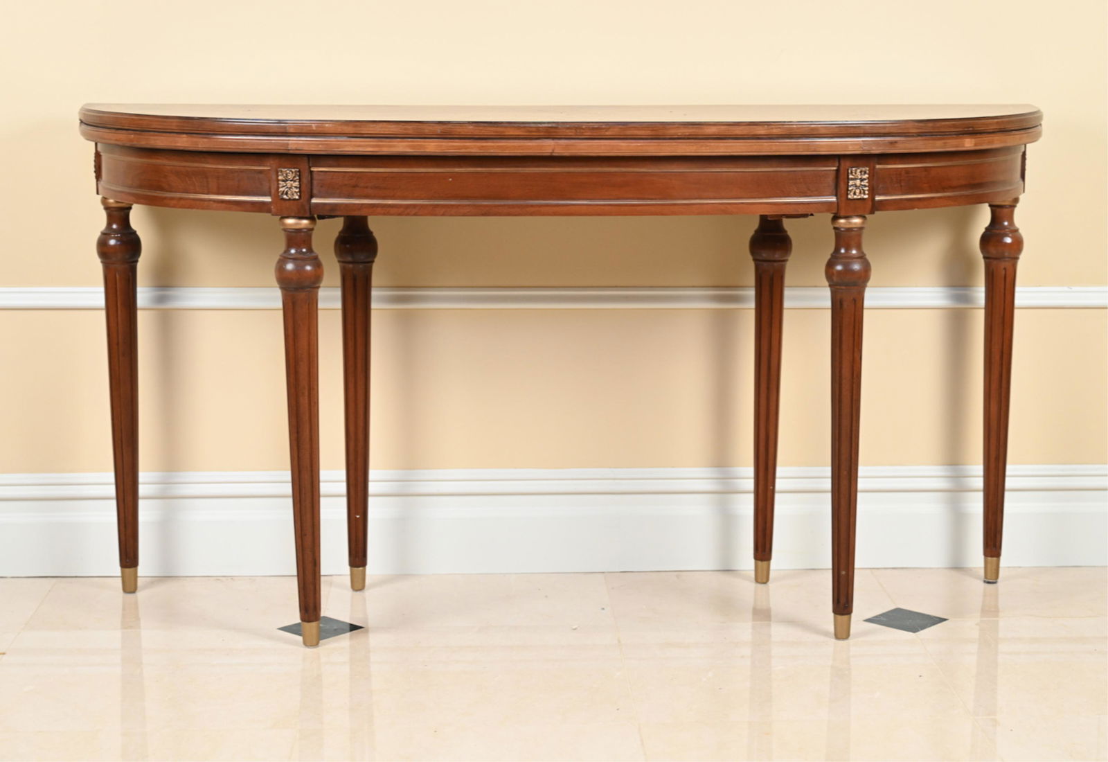 FRENCH LOUIS XVI-STYLE FLIP TOP DEMI LUNE CONSOLE (1 of 18)