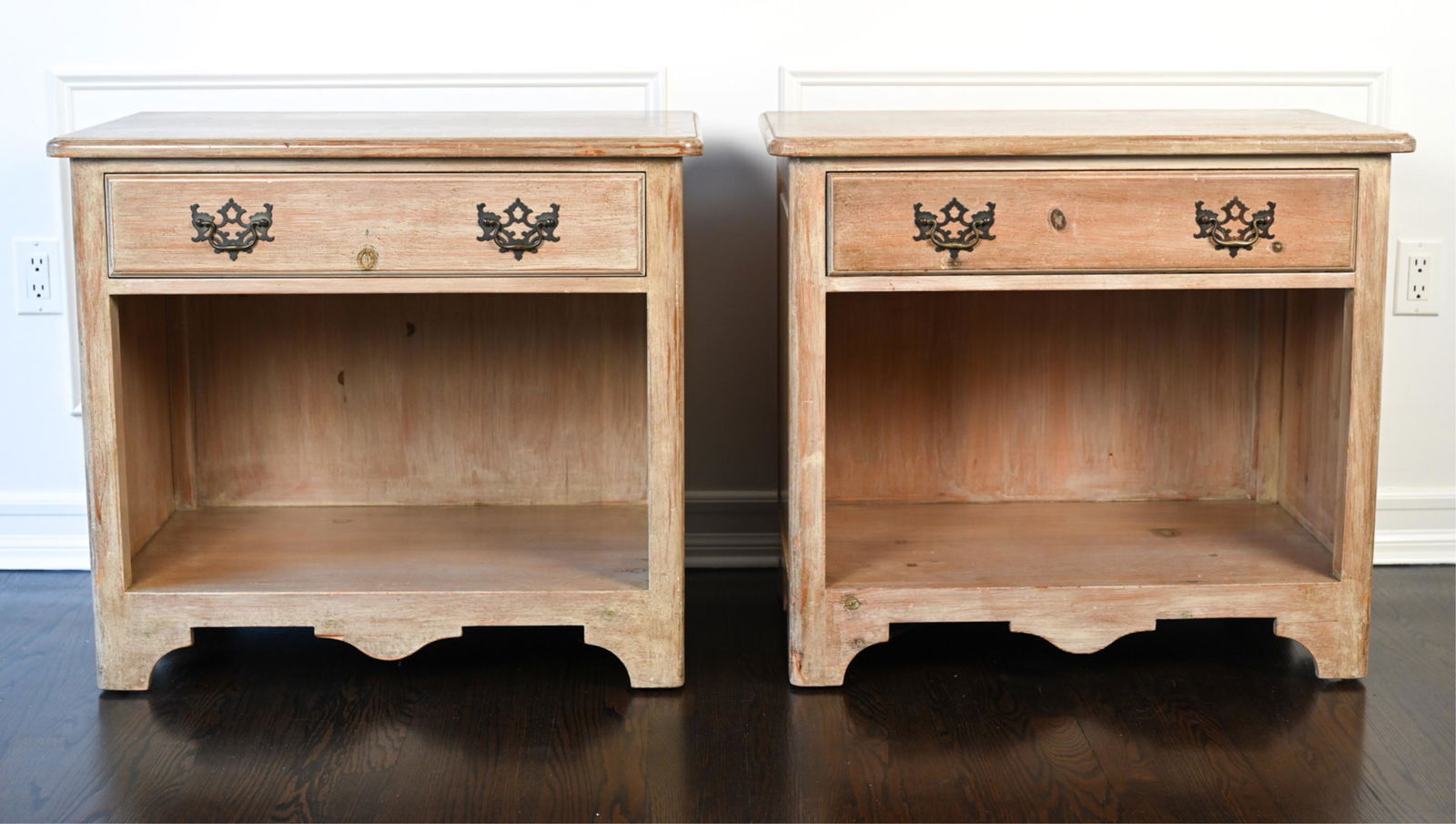 PAIR OF CERUSED PINE NIGHTSTANDS (1 of 10)