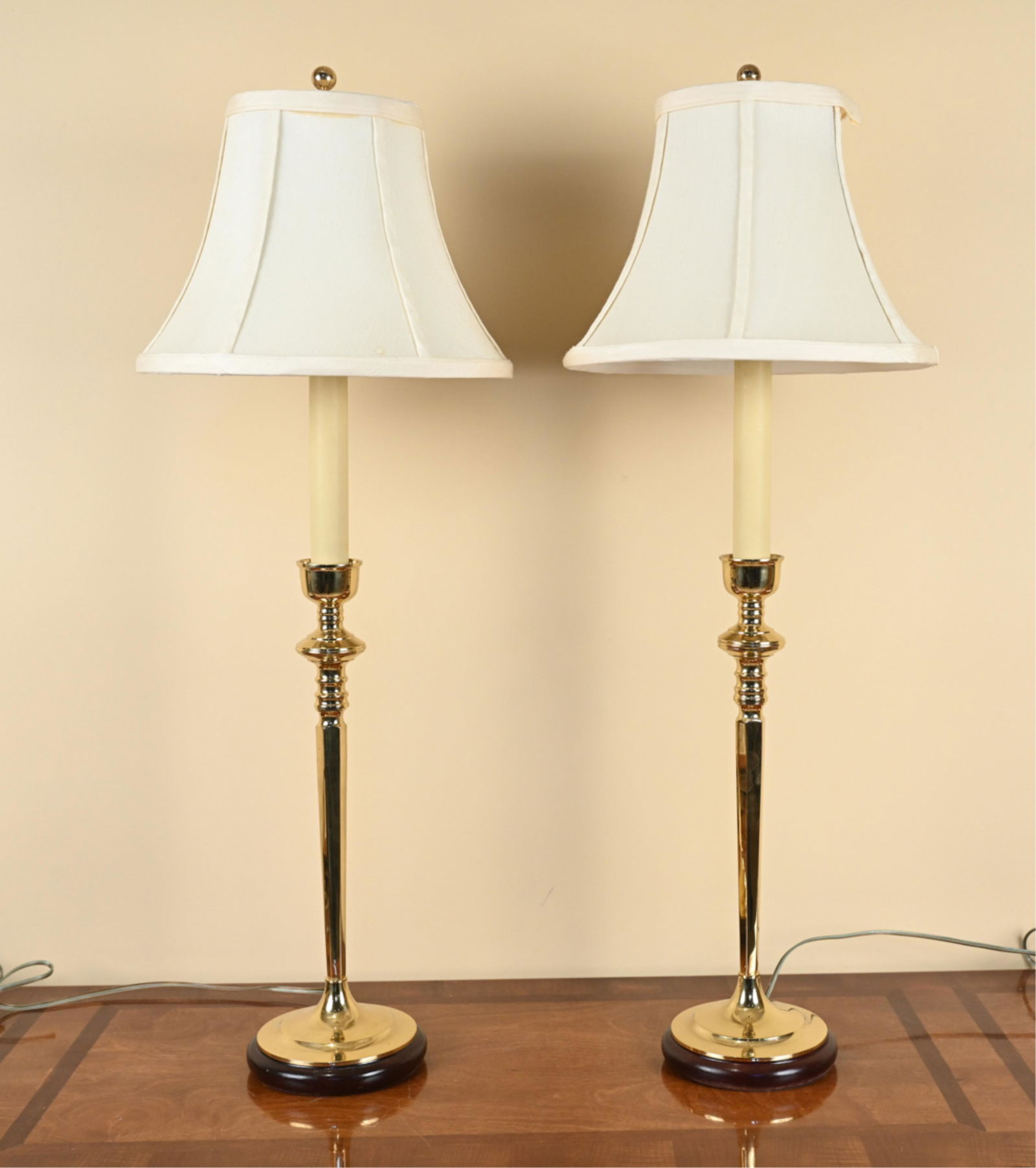 PAIR OF BRASS CANDLESTICK TABLE LAMPS (1 of 12)